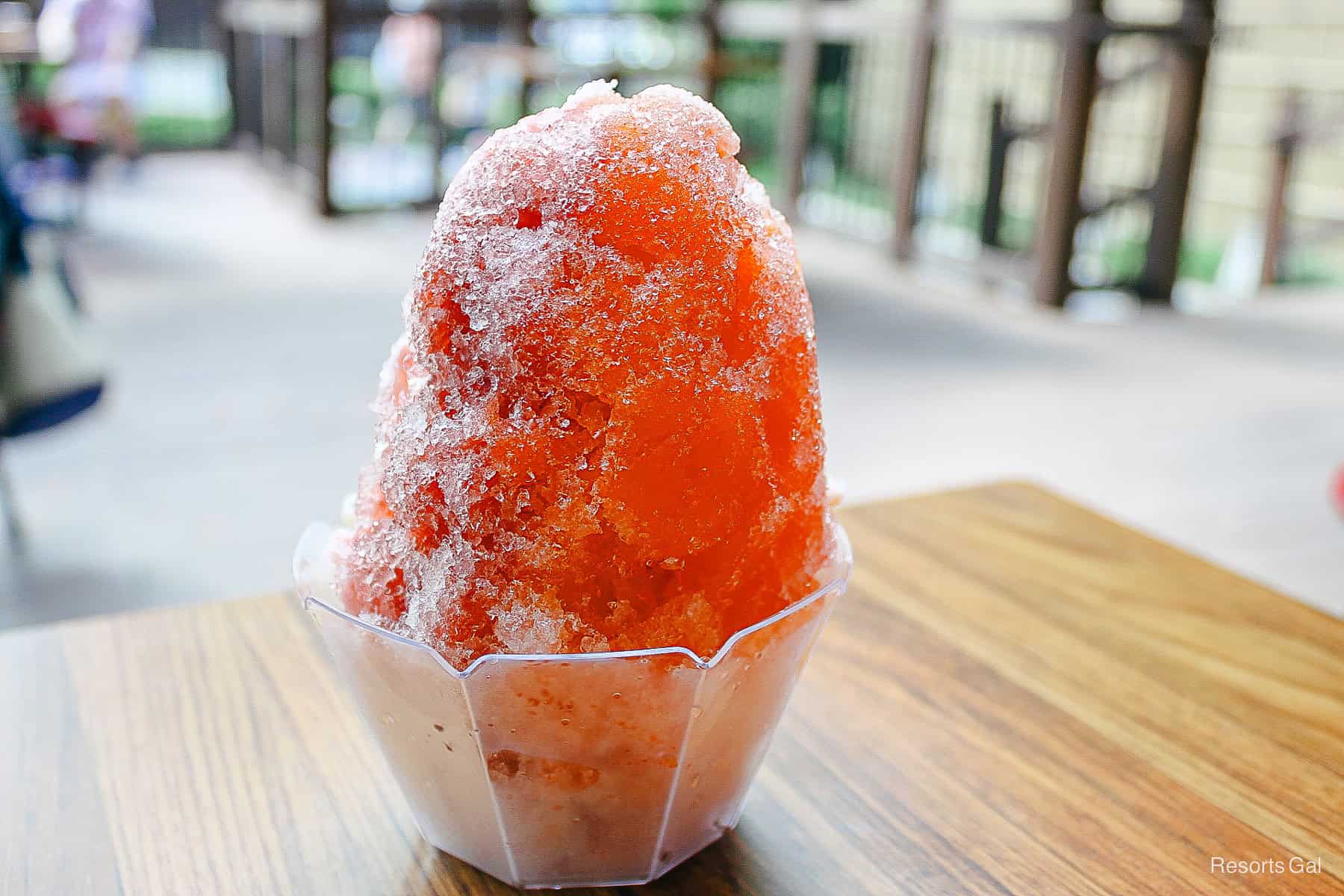 a cup of red shave ice from Epcot's Japan Pavilion 