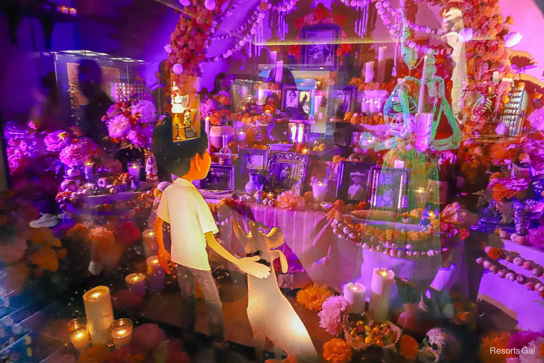 the Coco ofrenda window in Epcot's Mexico 