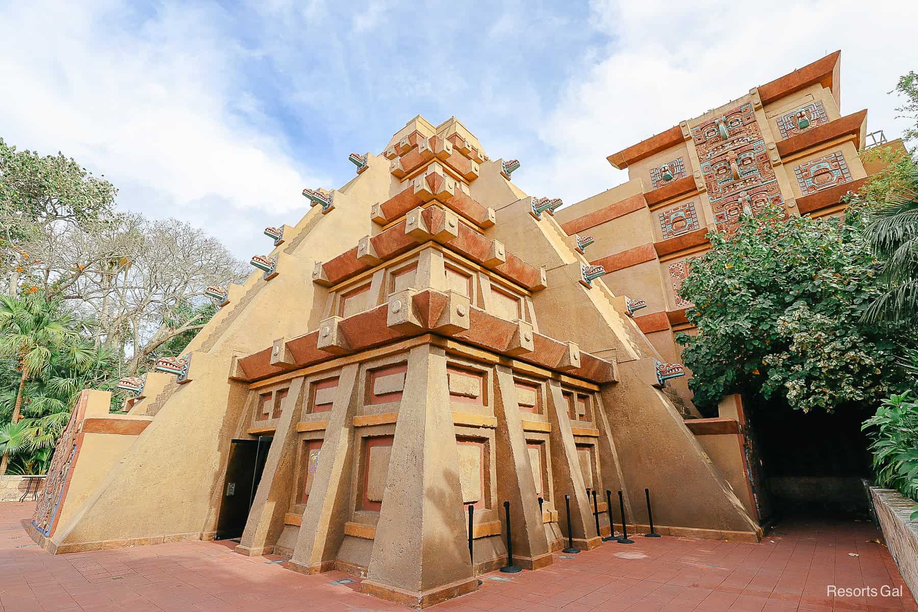 a side view of the Epcot Mexico pyramid 