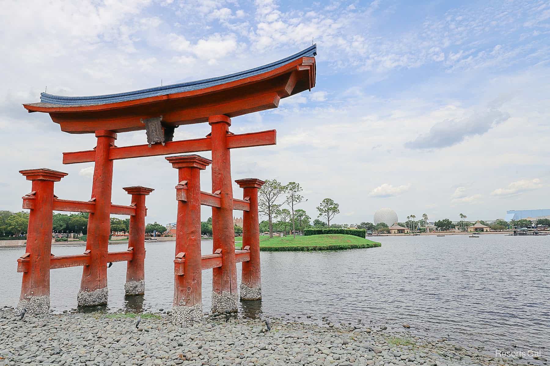 the Torii Gates facing the World Showcase Lagoon at the Japan Pavilion 