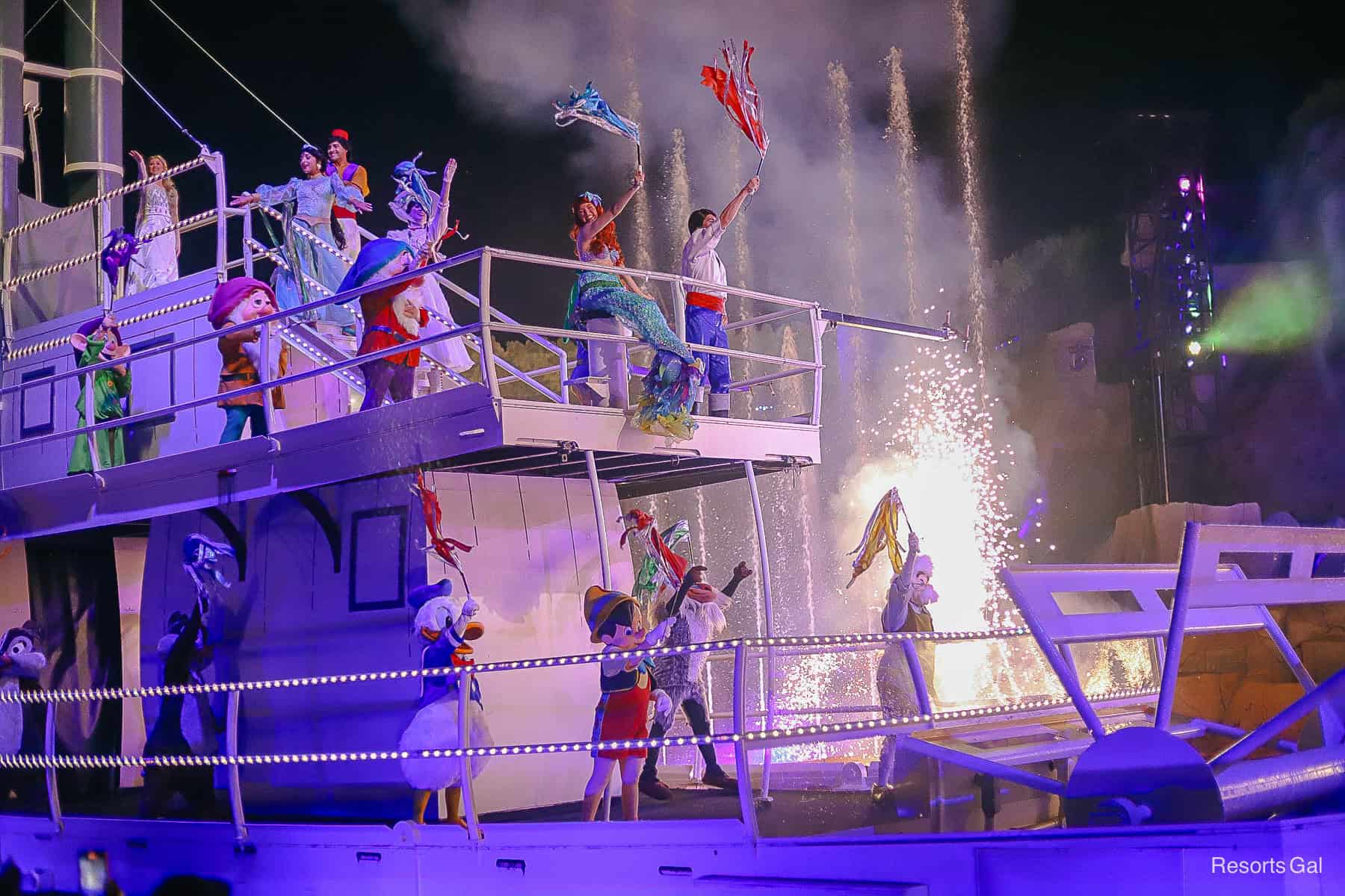 Pinocchio in the finale boat of Fantasmic! 