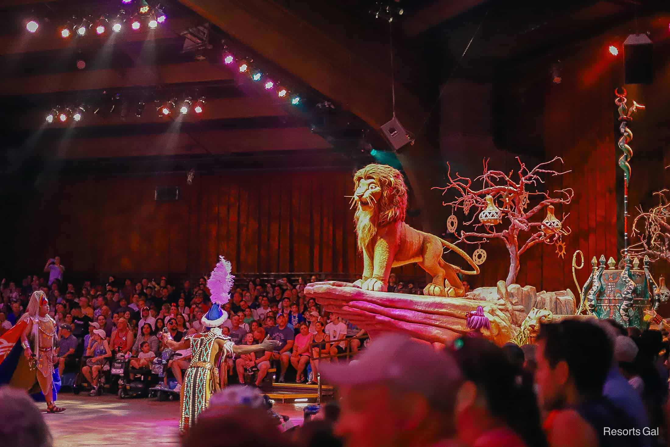 Simba represents the lion section of the audience during Festival of the Lion King 