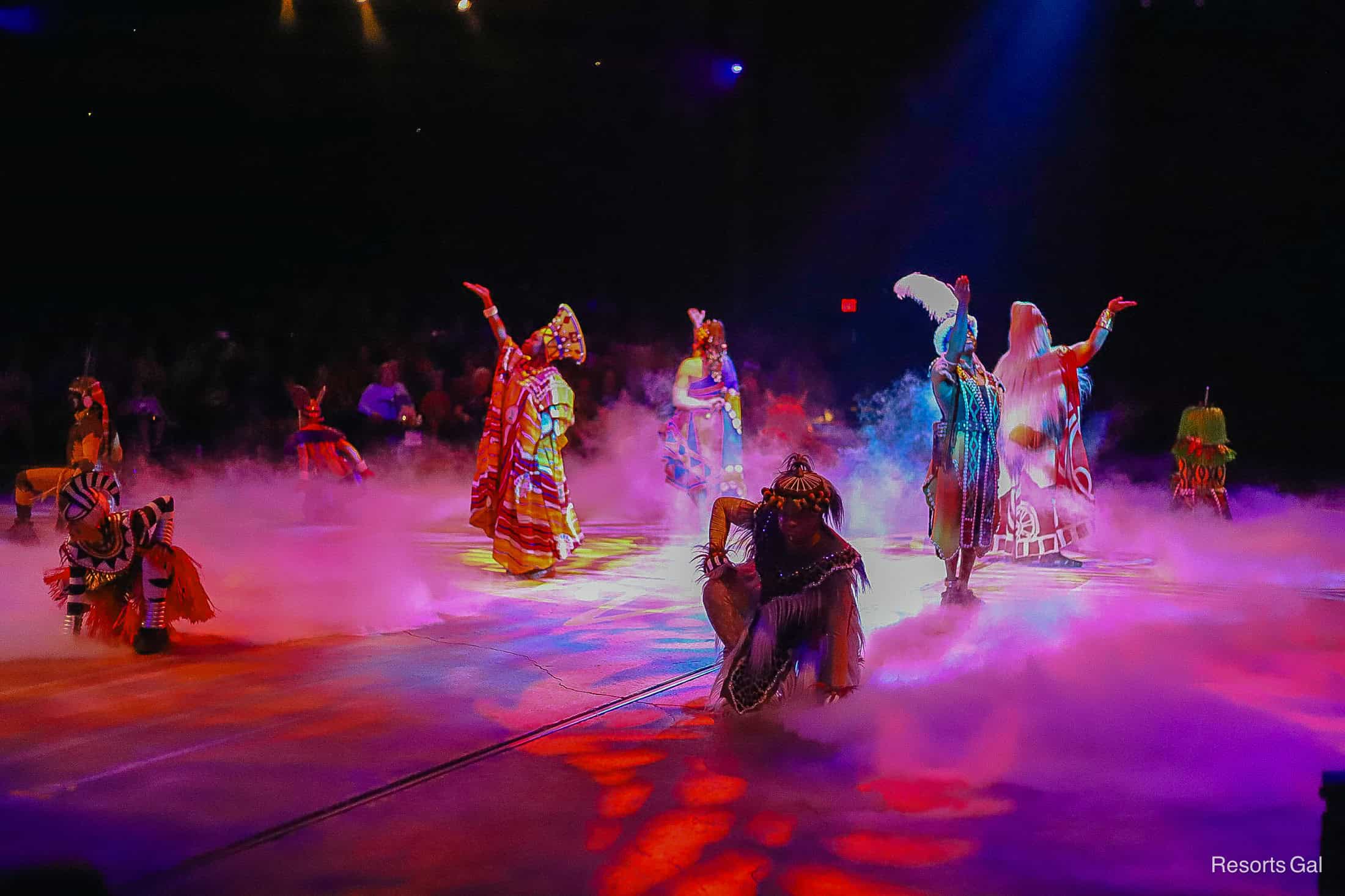 performers dancing during Festival of the Lion King at Disney's Animal Kingdom 