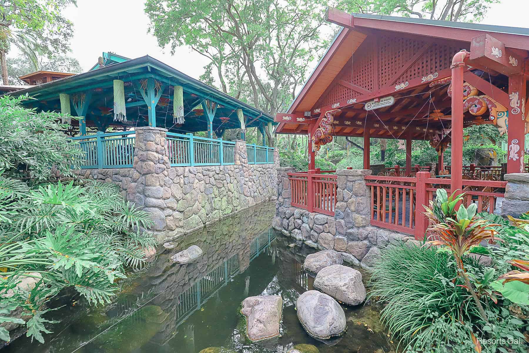 the pavilions at Flame Tree Barbecue at Disney's Animal Kingdom 