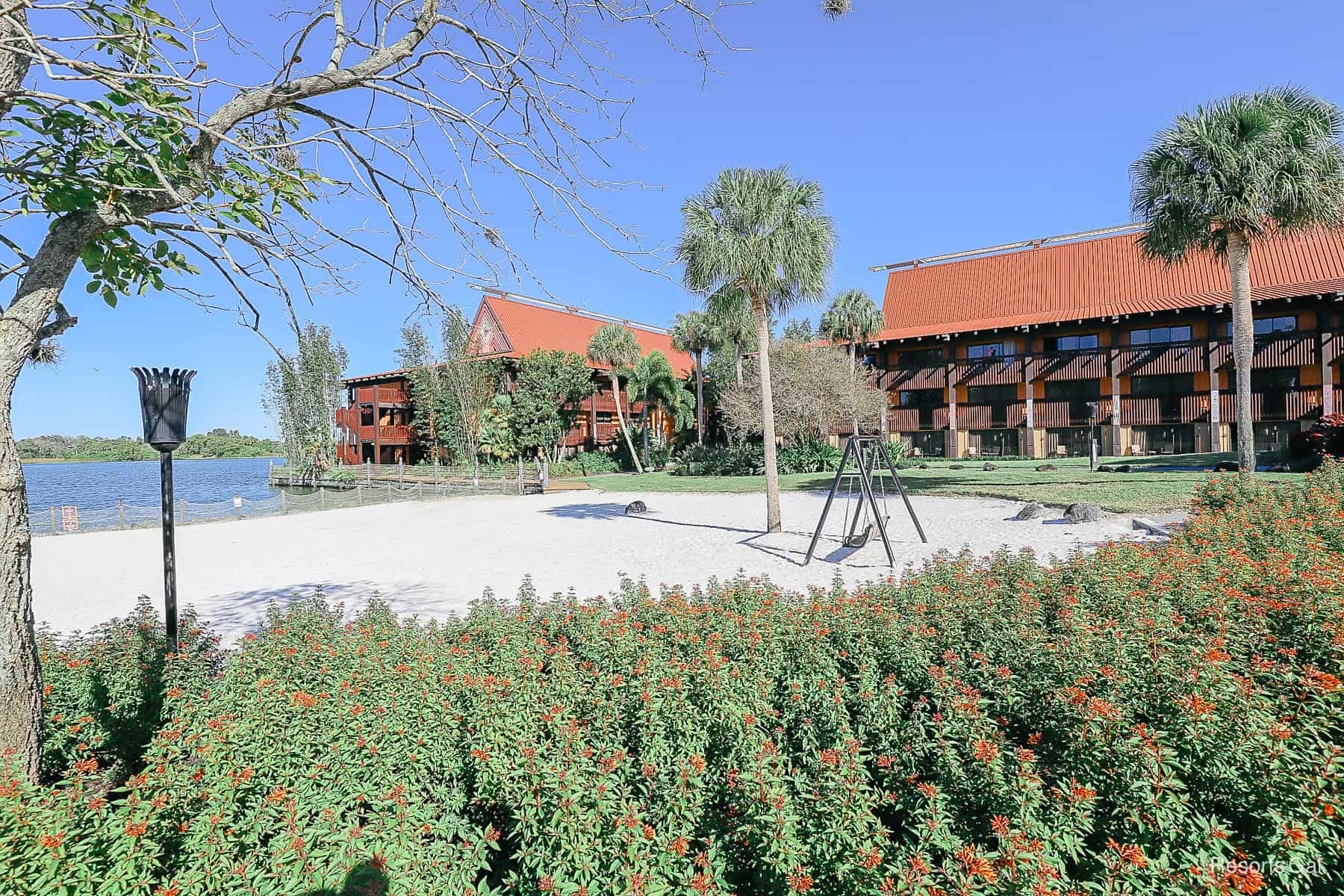 a swing set on the Polynesian beach 