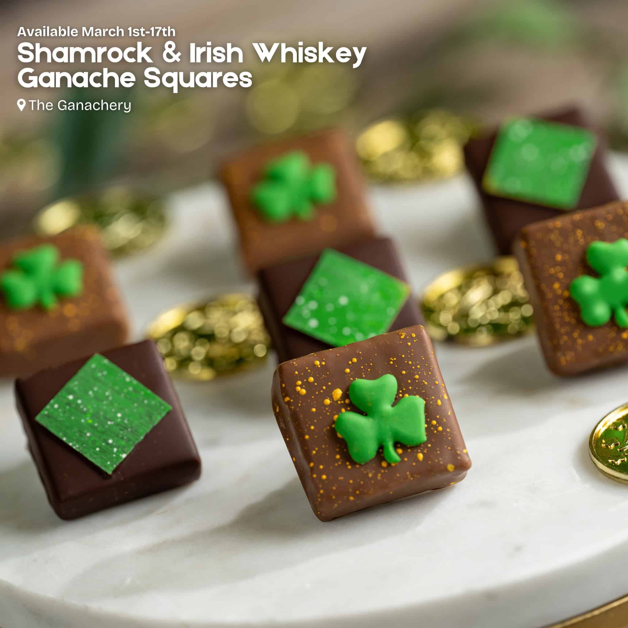 Shamrock and Irish Whiskey Ganache Squares