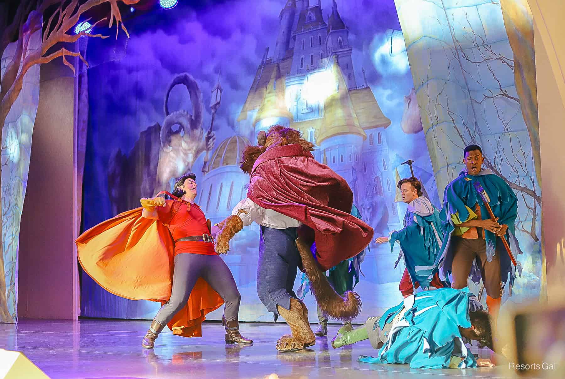 Gaston as he fights with the Beast on stage. 