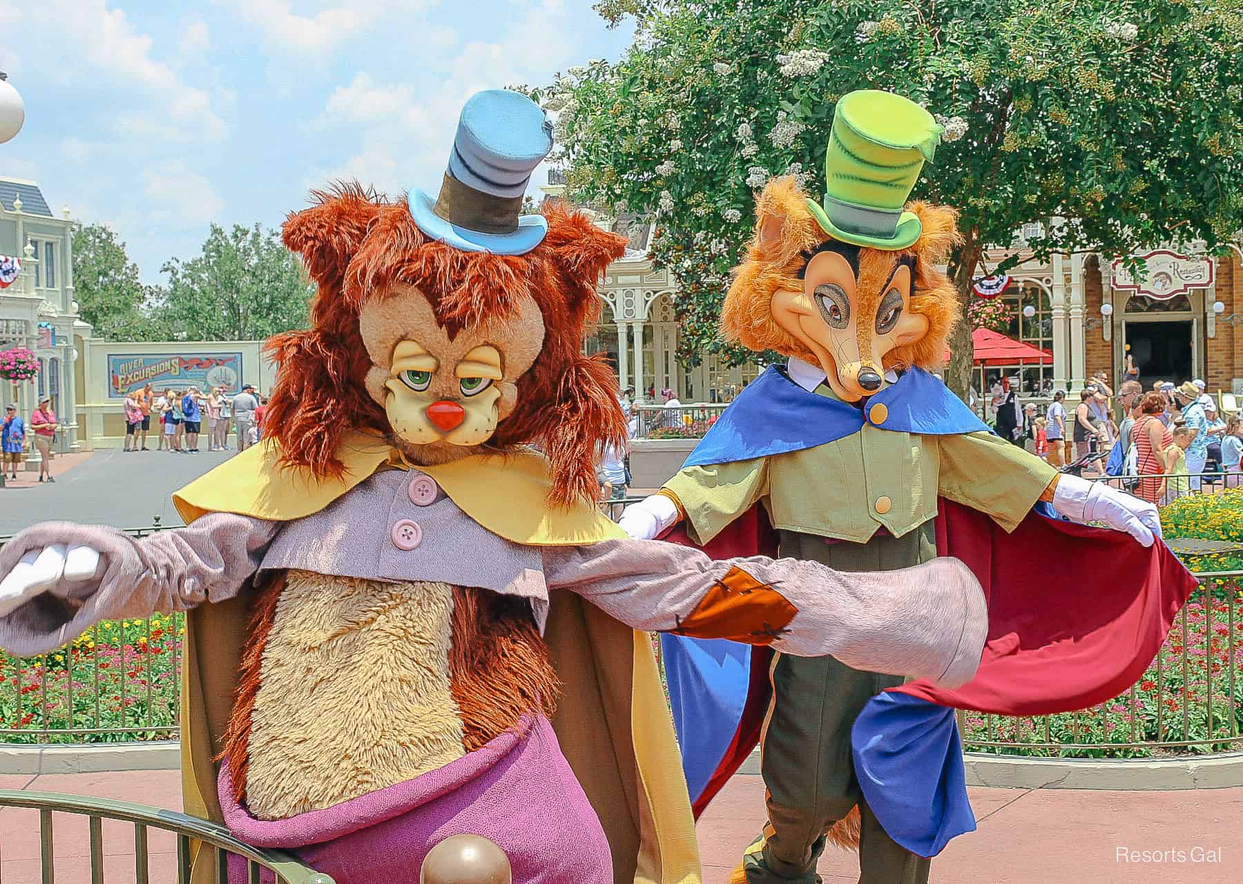 Foulfellow and Gideon pose for photos at Magic Kingdom in 2019. 