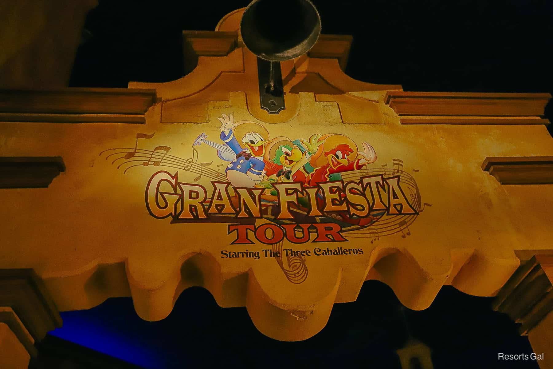 the ride entrance sign for Epcot's Gran Fiesta Tour in the Mexico Pavilion 