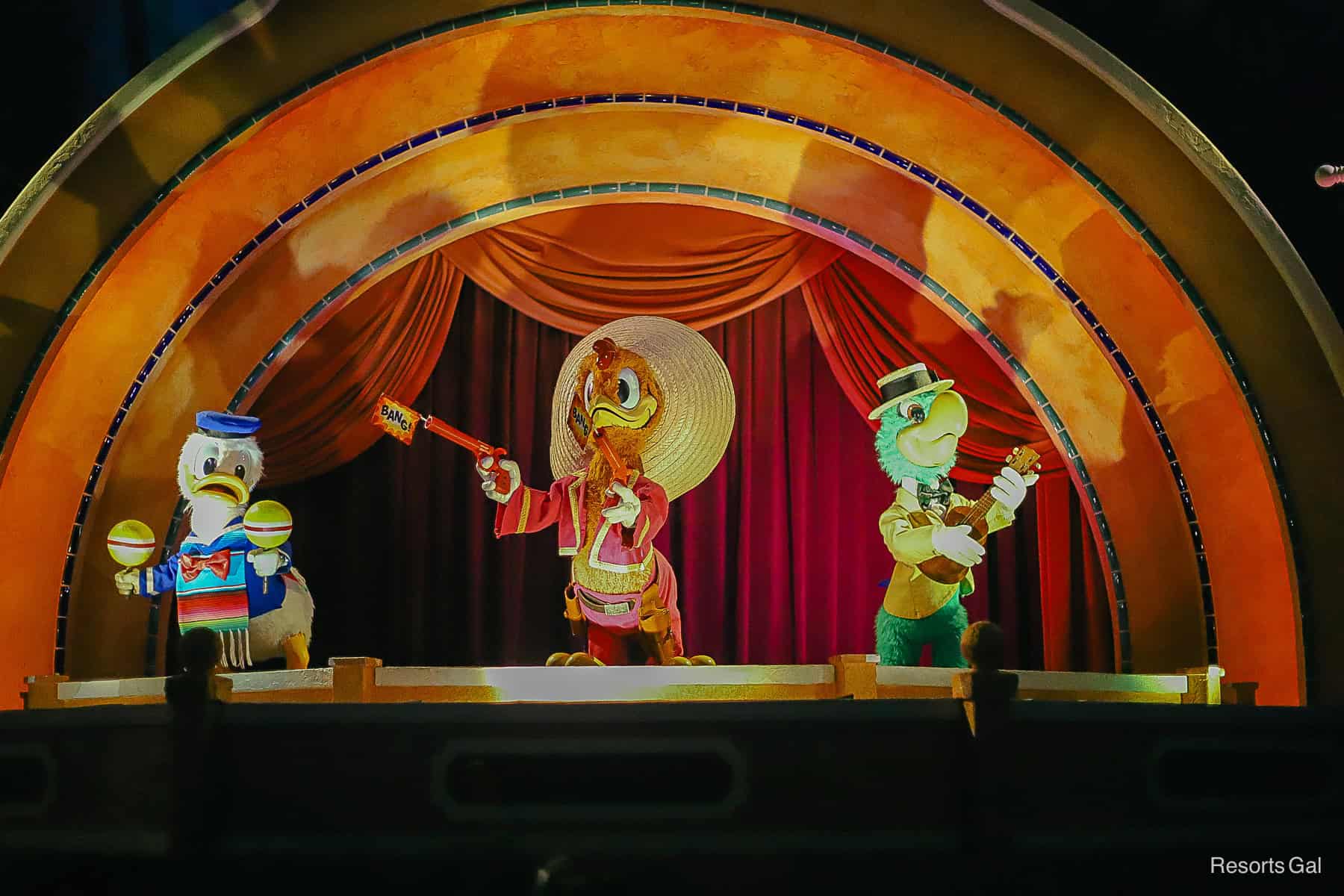 the three Caballeros at the end of the Gran Fiesta Tour 