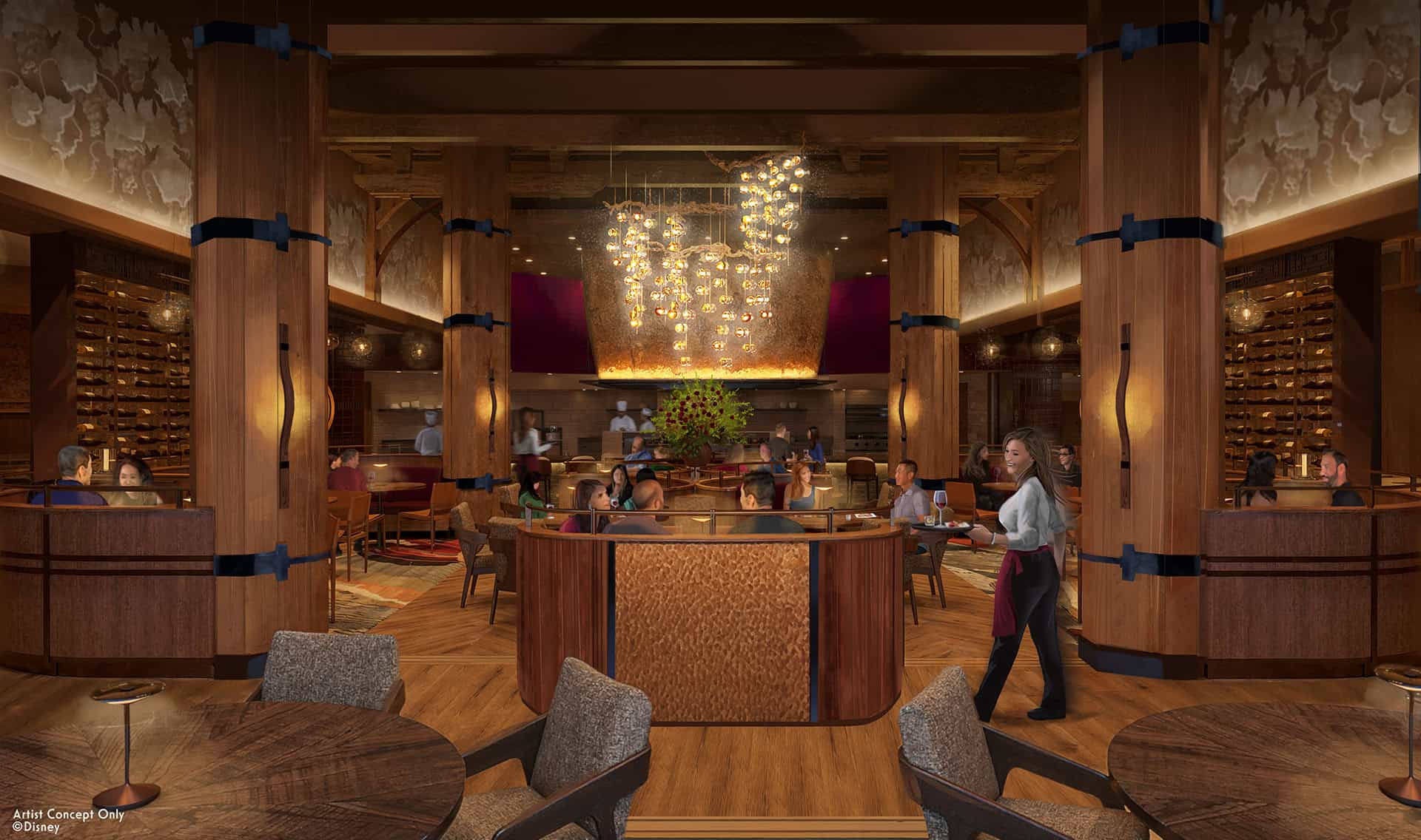 Concept Art provided by Disney of the Napa Rose at Grand Californian in Disneyland 