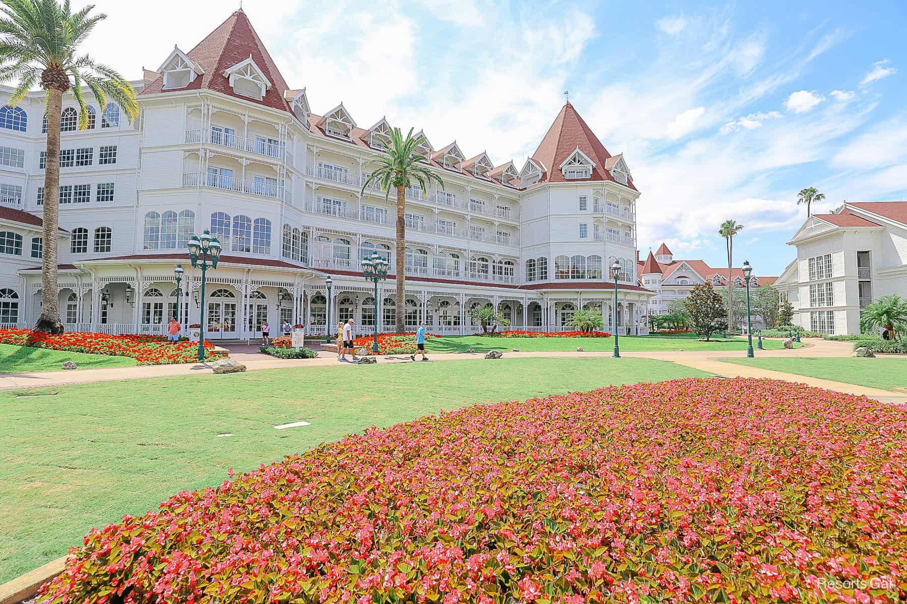 Disney's Grand Floridian after its most recent refurbishment with freshly landscaped grounds. 