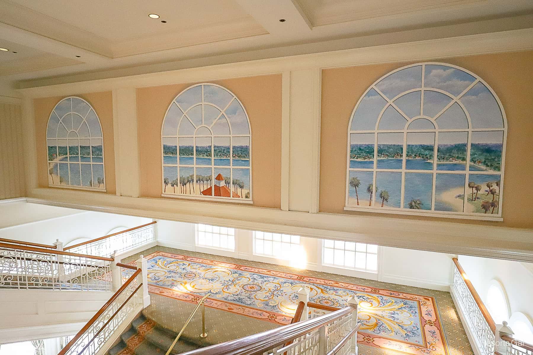 the mural above the staircase off the Grand Floridian's lobby 