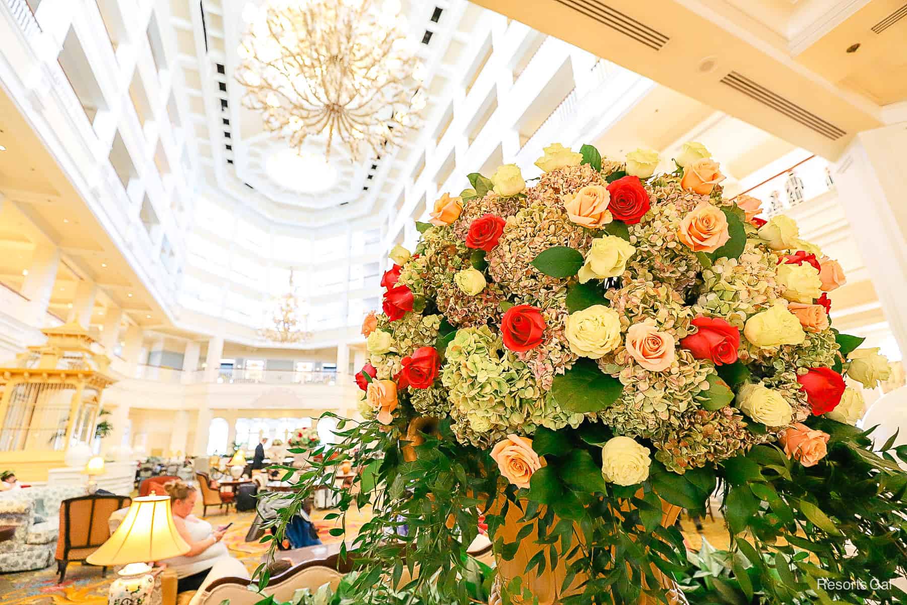 flower arrangement lobby entrance of Grand Floridian 