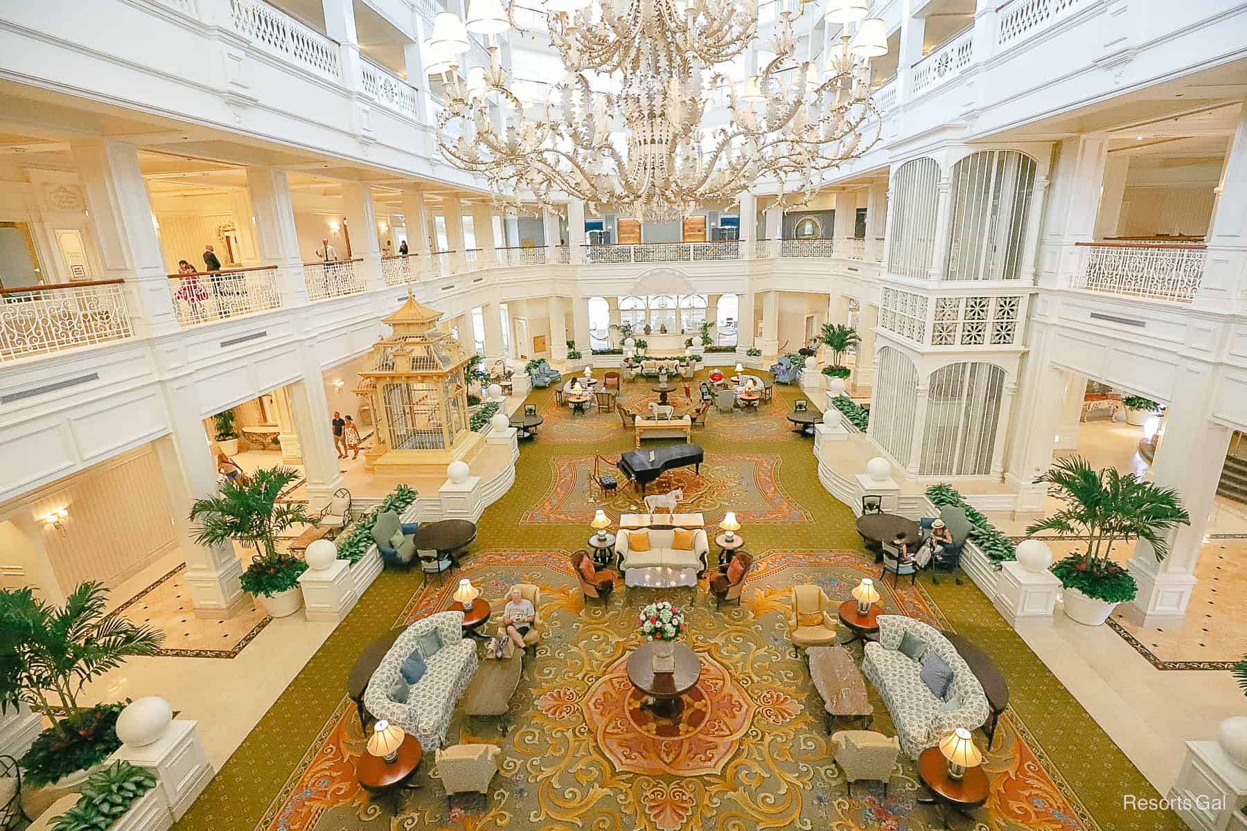 the lobby of Disney's Grand Floridian when it was entirely white paint 