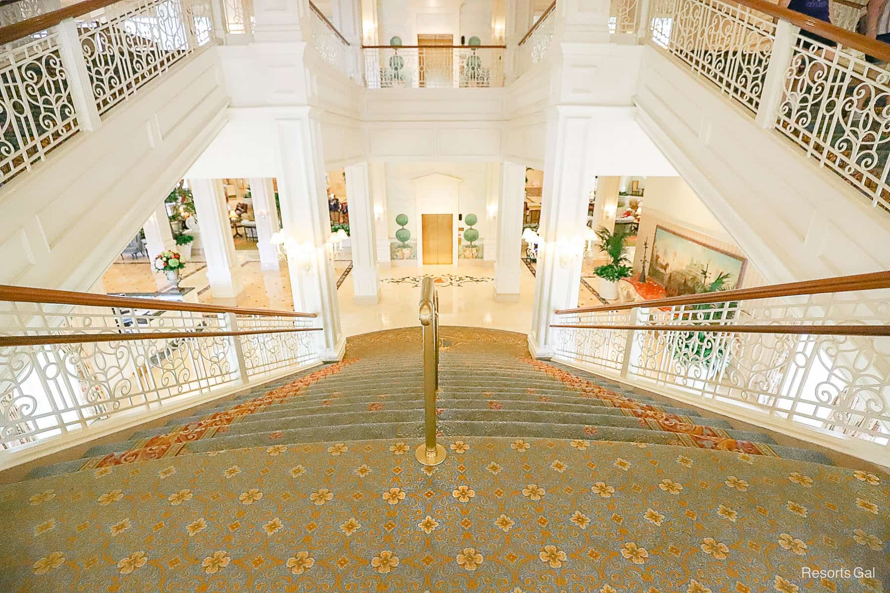 a view from the staircase landing to the elevator 