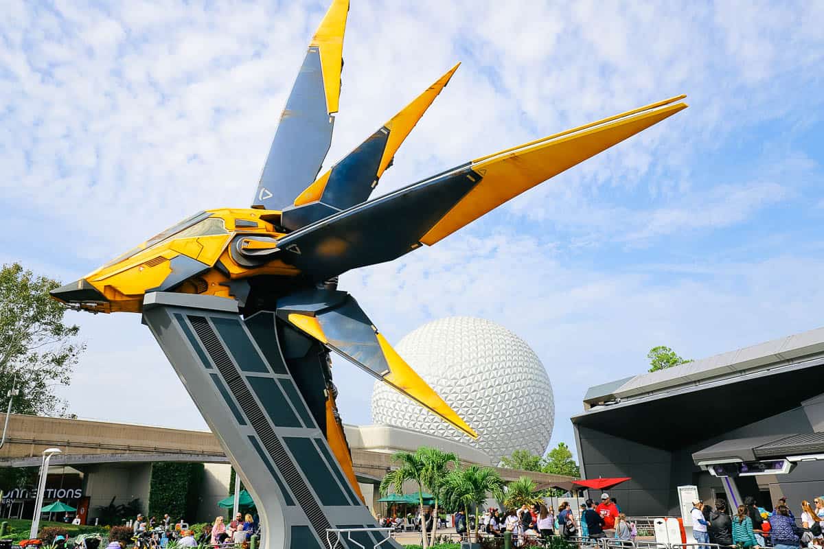 Guardians of the Galaxy Starship outside Cosmic Rewind queue at Epcot 