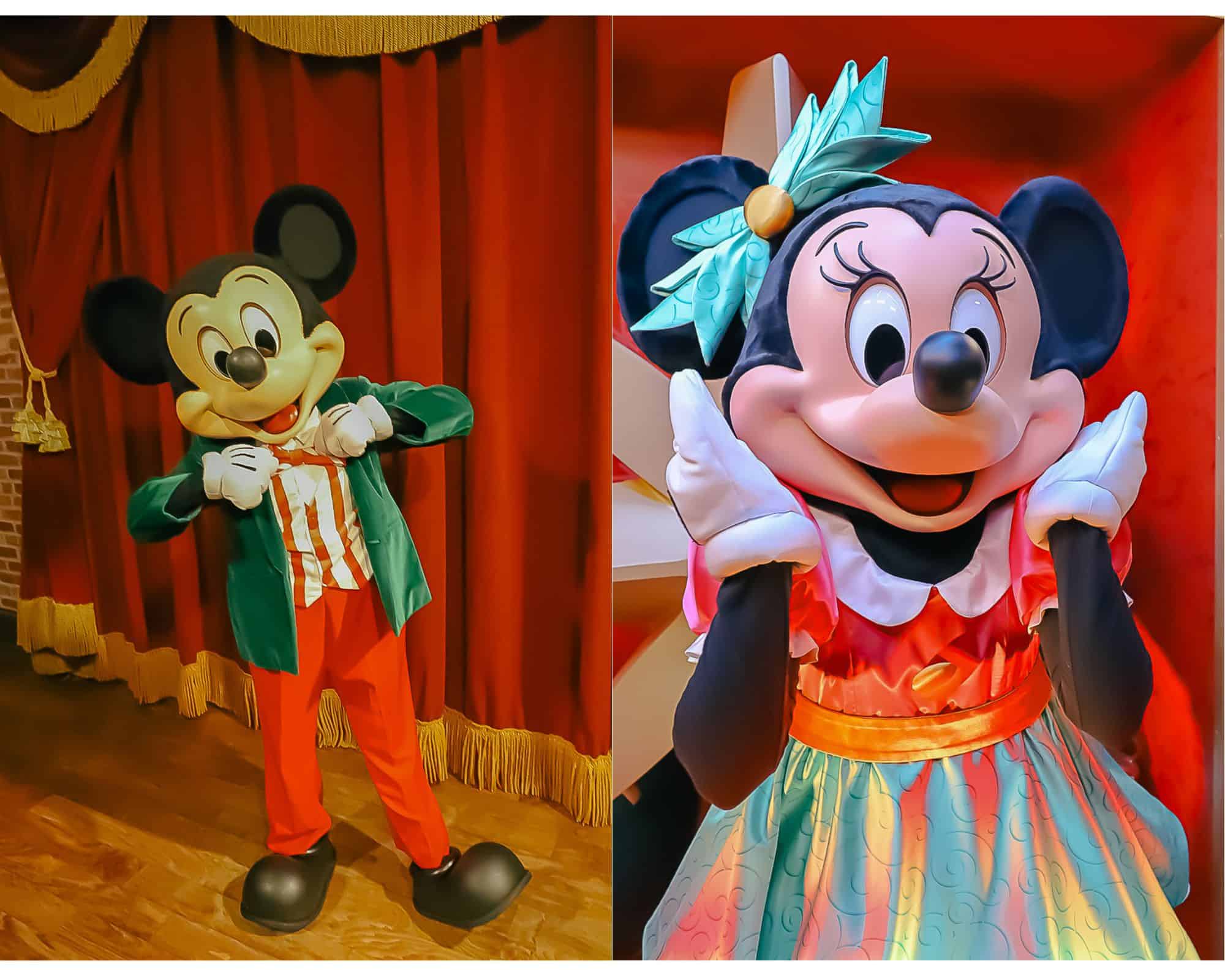 Mickey and Minnie Mouse at both seasonal parties at Walt Disney World 