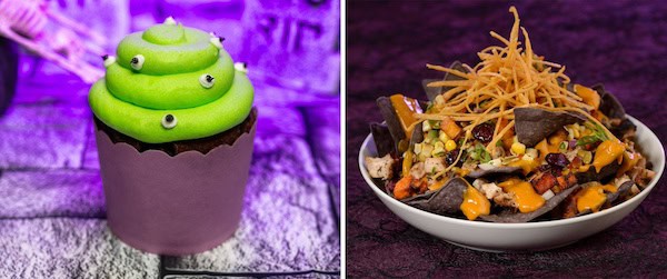 Collage image of Monster Cupcake and Chicken Adobo Nachos 