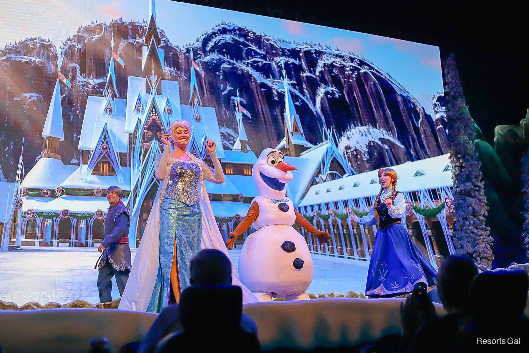 Frozen Sing-Along with Elsa and Anna on stage during the finale at Hollywood Studios 