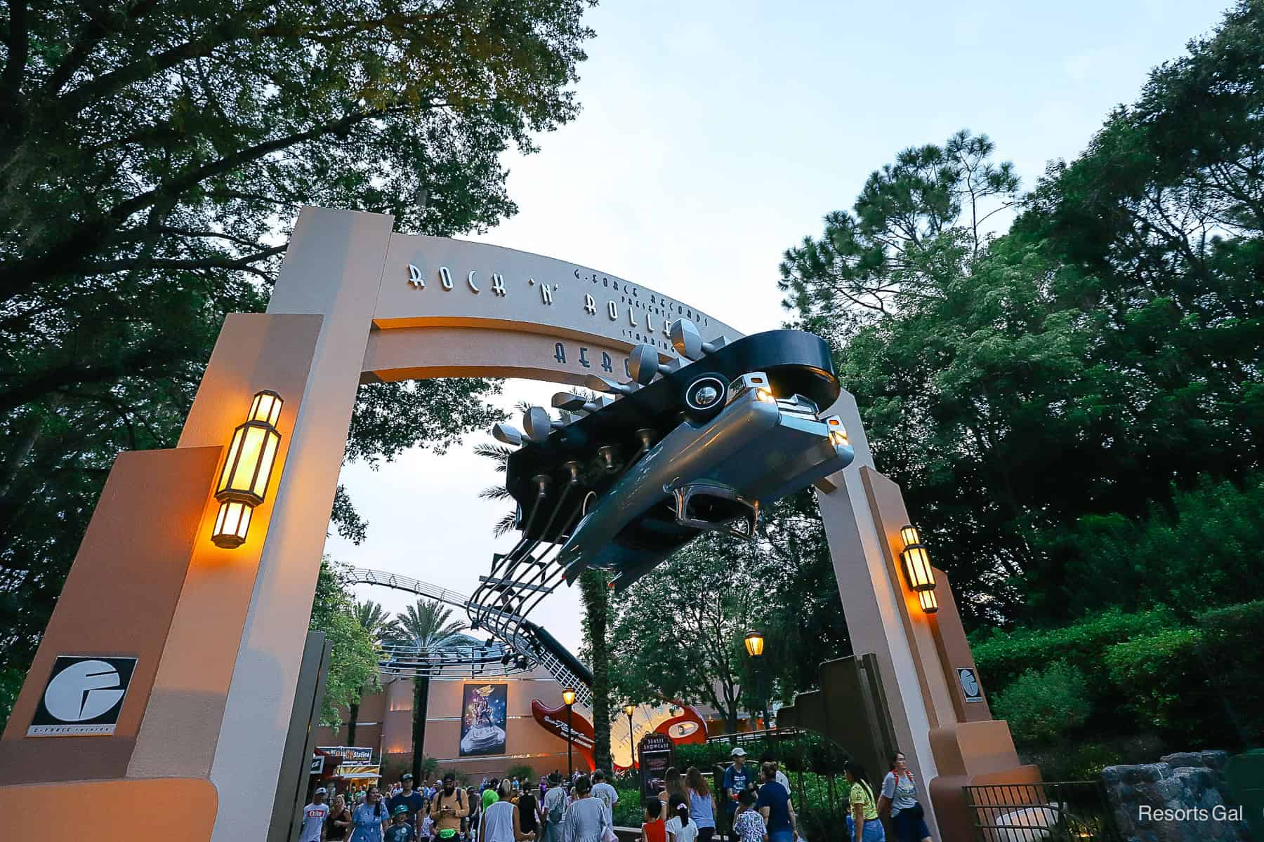 the entrance to the Rock 'n' Roller Coaster at Disney's Hollywood Studios 