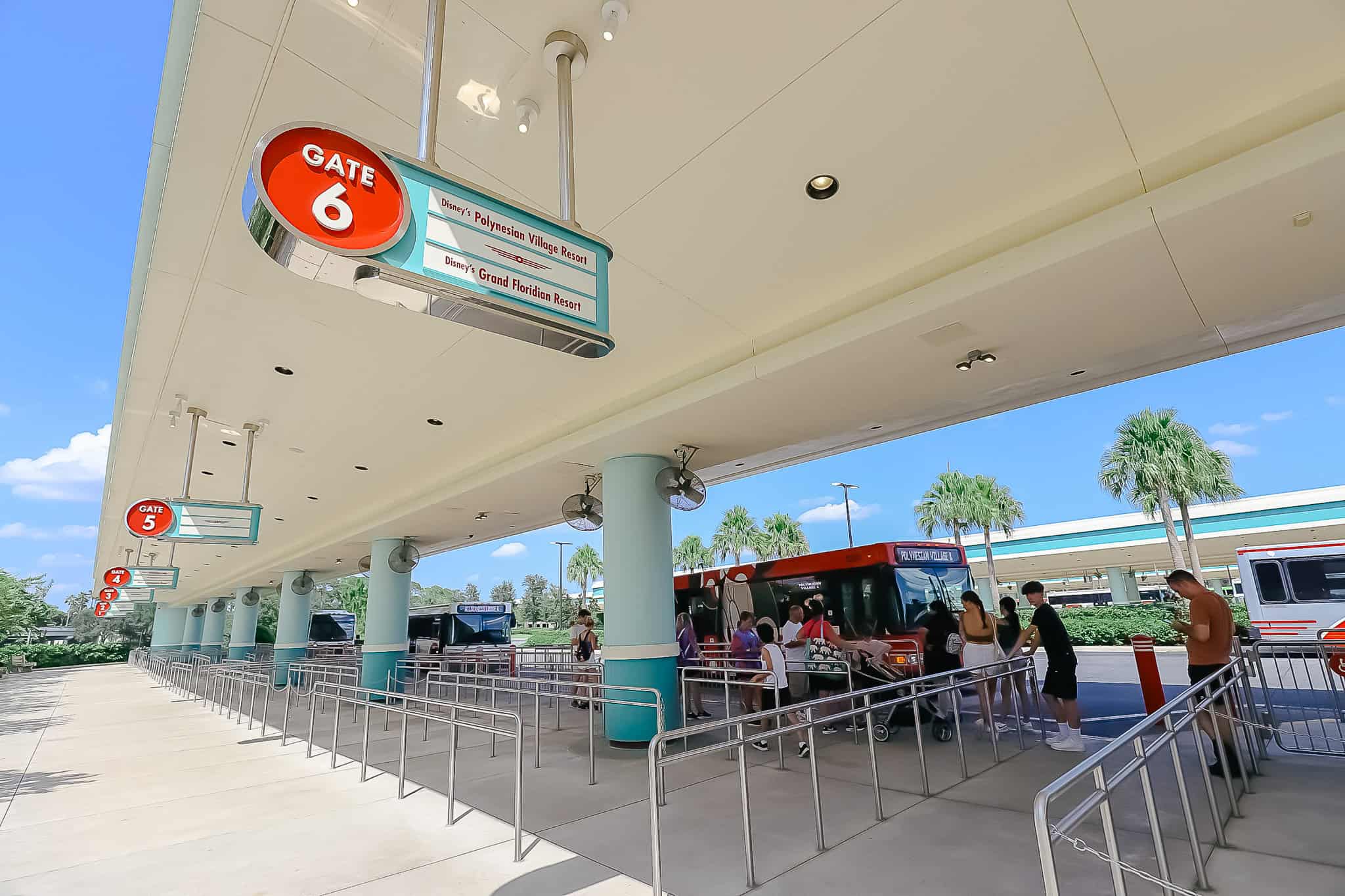 the bus stop for Disney's Polynesian at Disney's Hollywood Studios to take to get to 'Ohana 