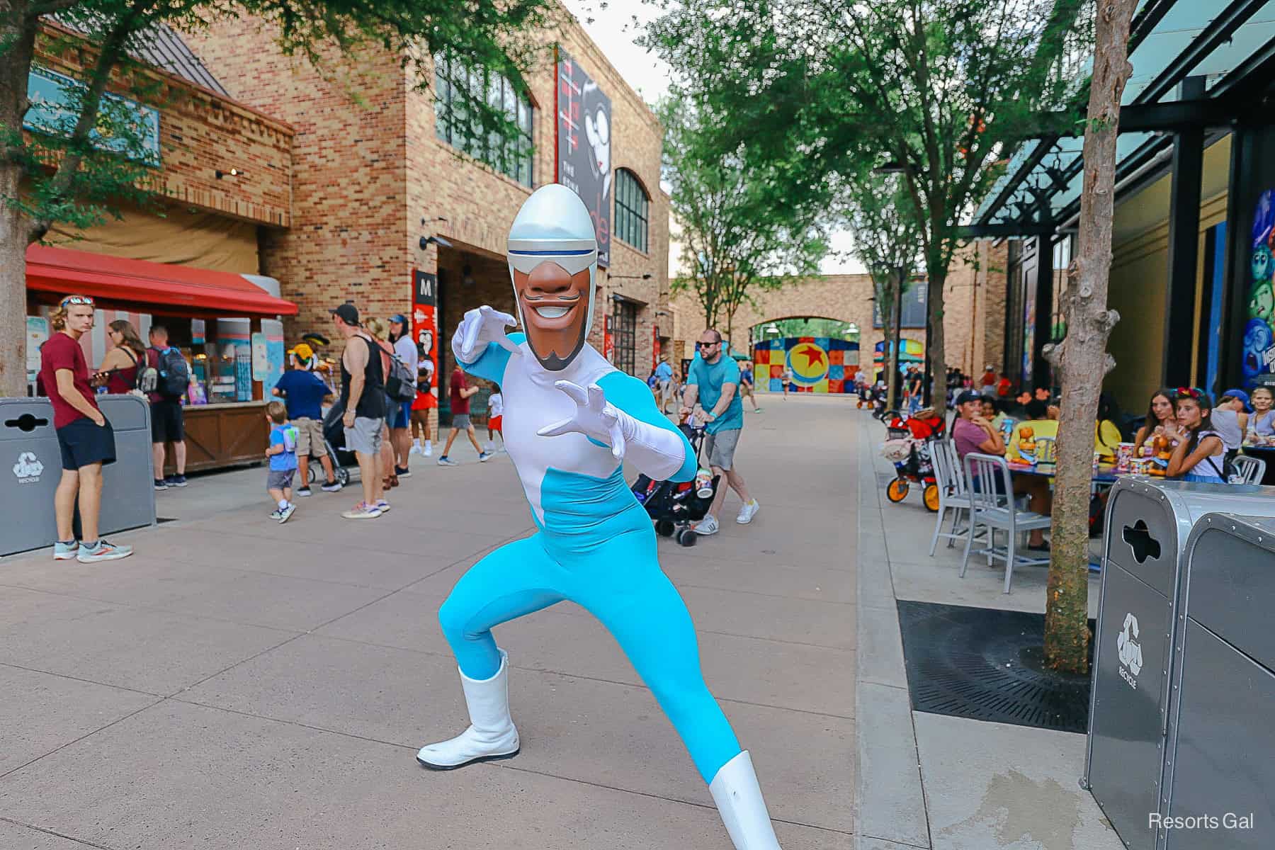 Frozone poses in his blue and white costume. 