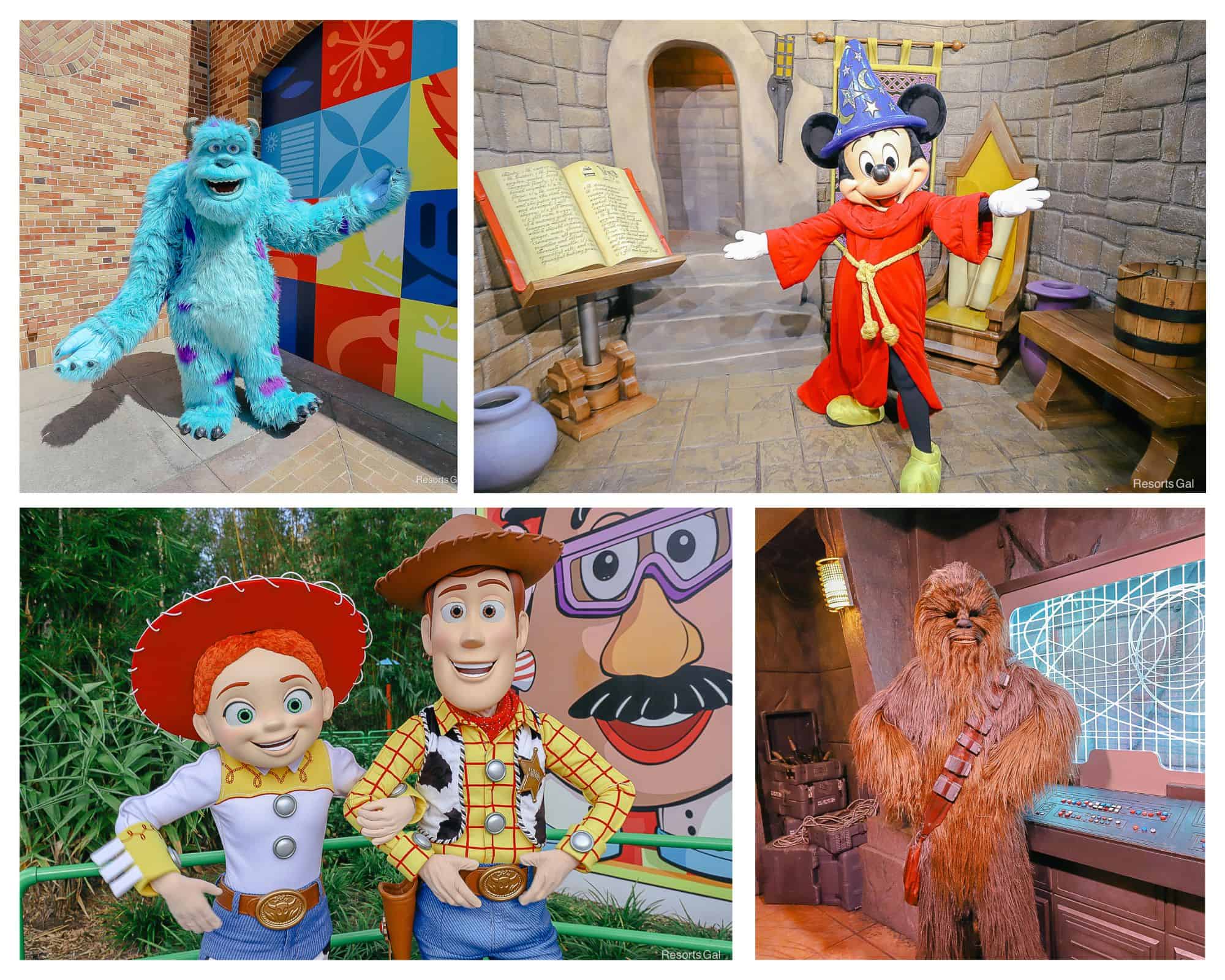 a collage image with characters who meet at Disney's Hollywood Studios