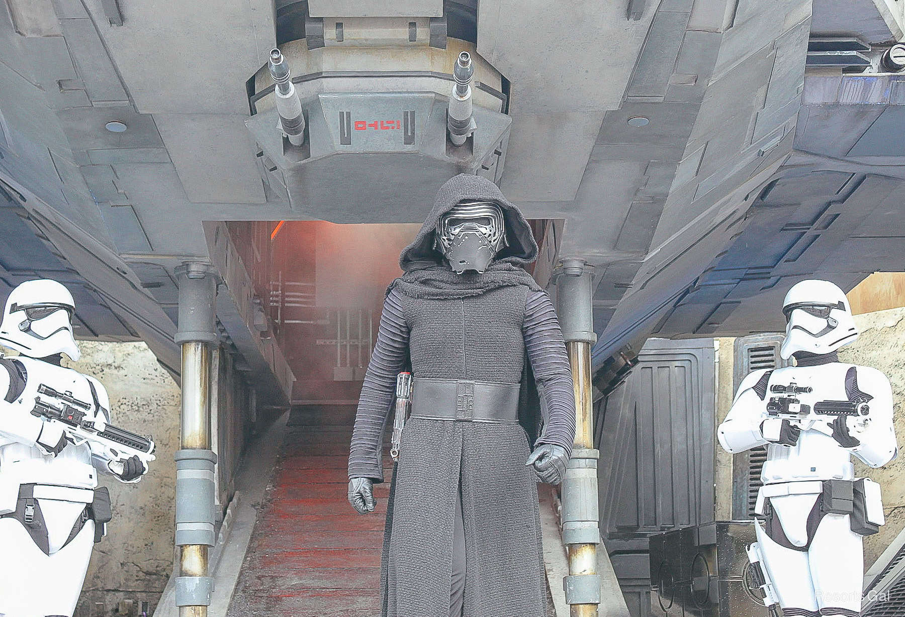 Kylo Ren as he lands on Batuu at Hollywood Studios Galaxy's Edge. 