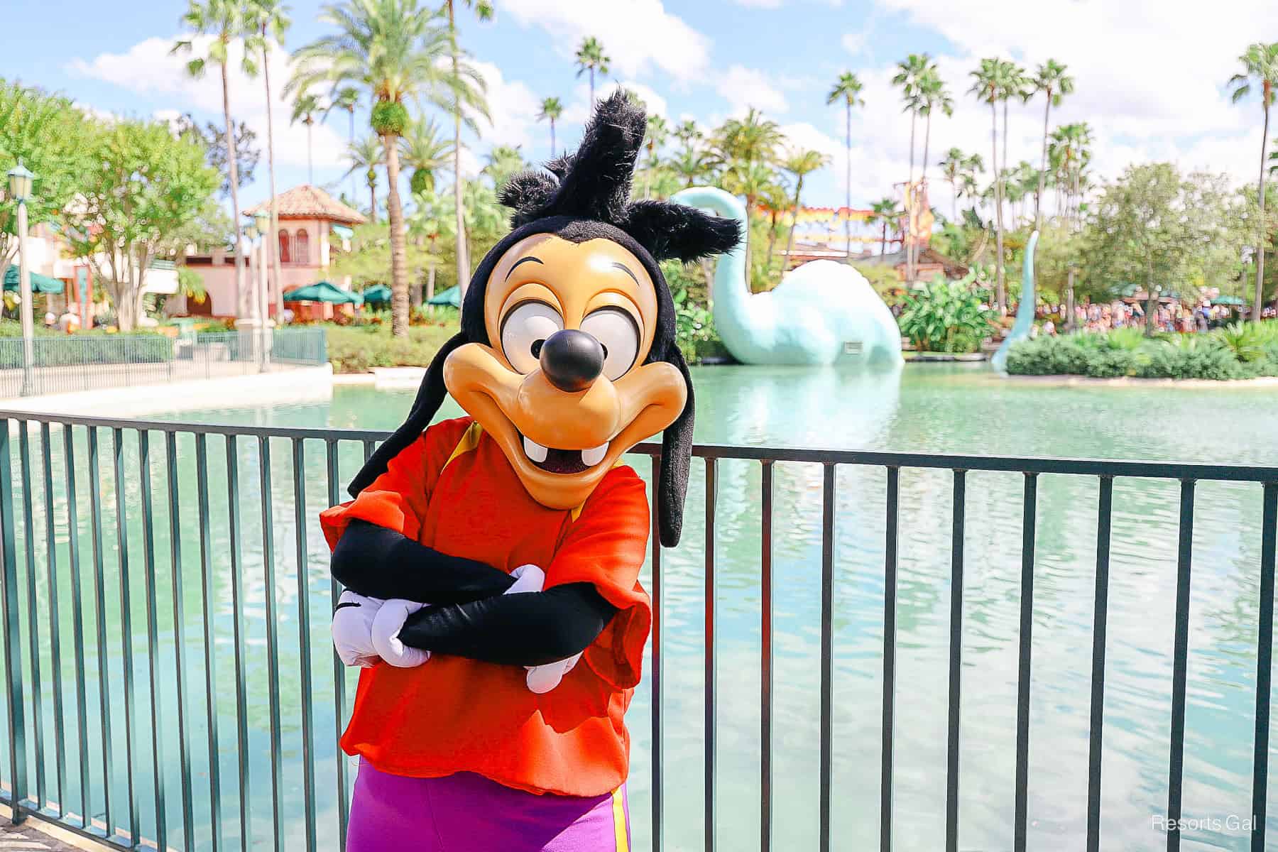 Max Goof poses near Echo Lake at Disney's Hollywood Studios. 