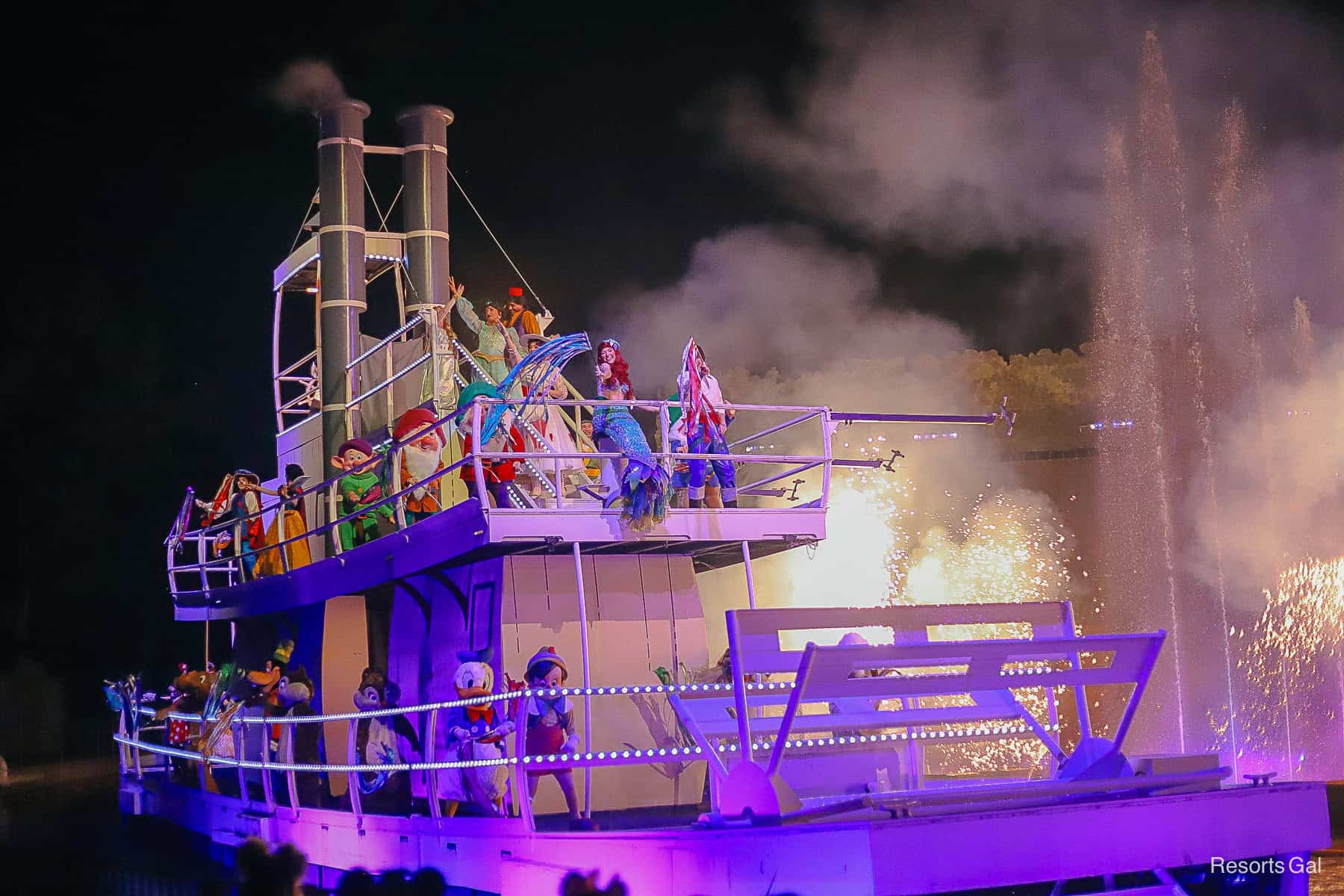 the finale character boat in Fantasmic! an evening entertainment offering at Disney's Hollywood Studios 