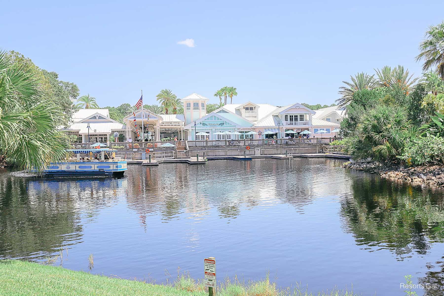 Hospitality House are of Disney's Old Key West as seen from the bridge across the water.