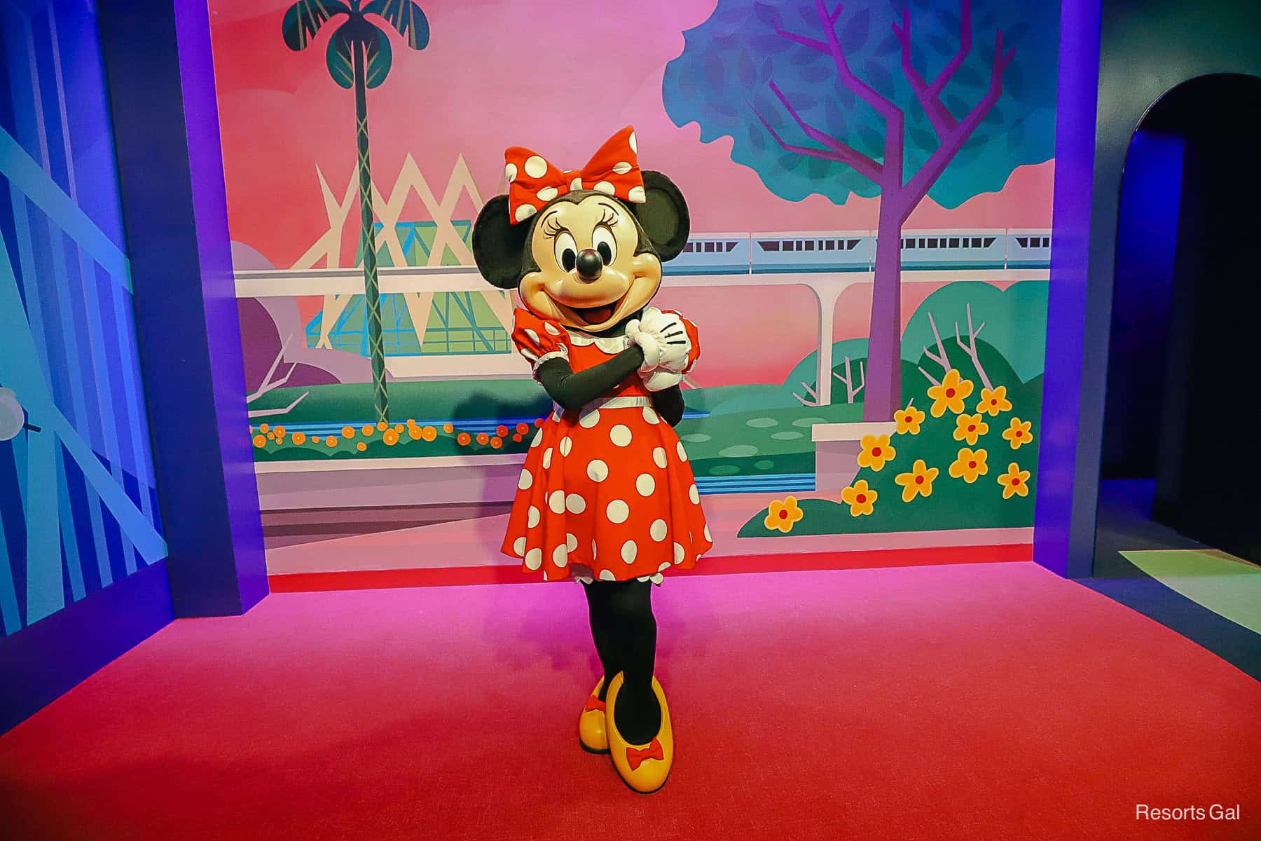 Minnie Mouse poses at her Epcot meet-and-greet. 