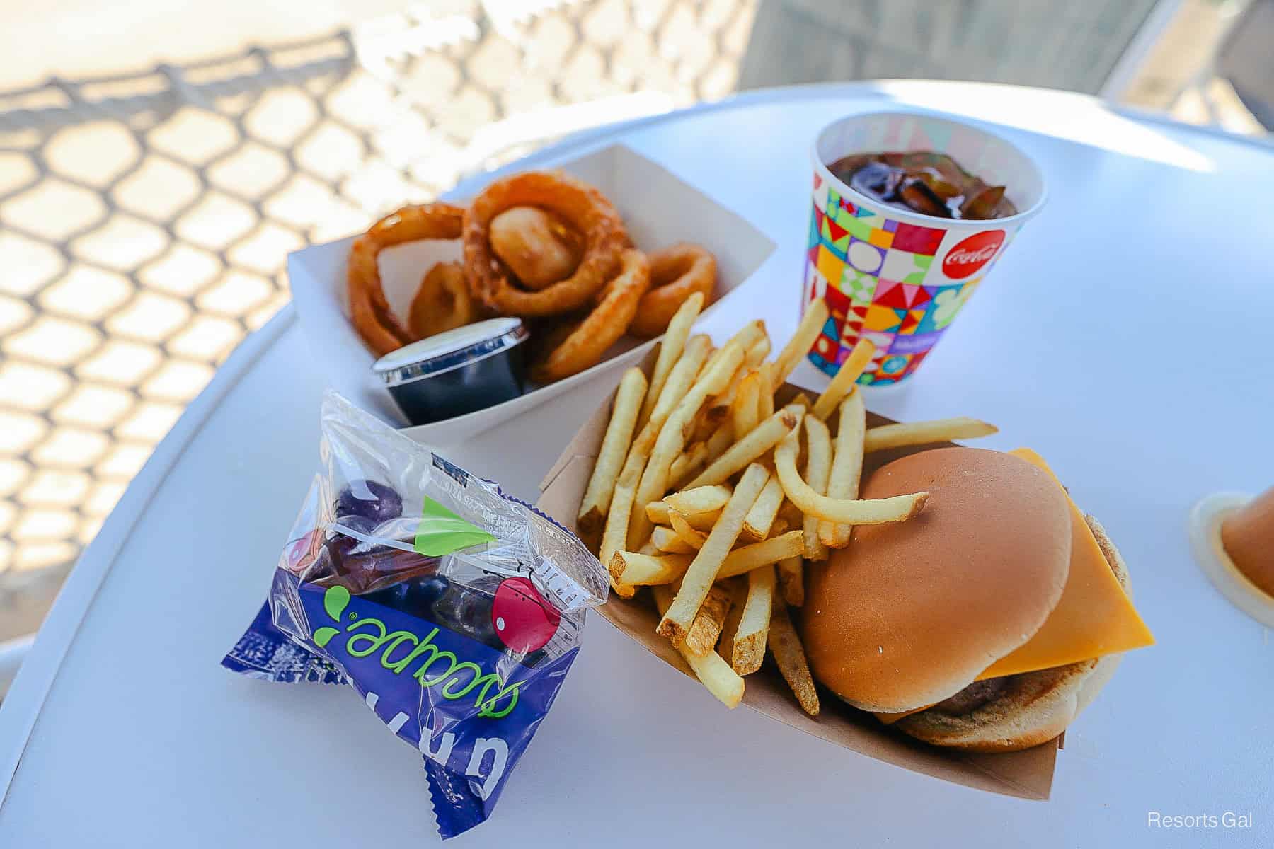a kids' cheeseburger meal from Hurricane Hanna's 