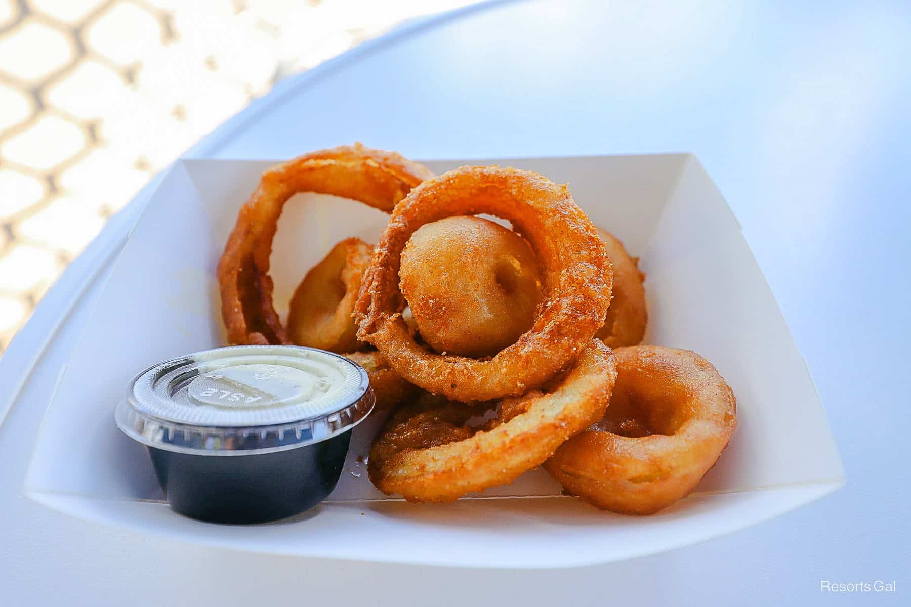 an order of onion rings with jalapeno ranch 