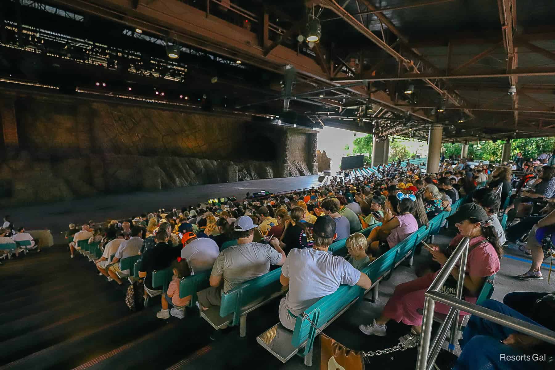 a full crowd for the late afternoon performance of Epic Stunt Spectacular at Disney's Hollywood Studios 