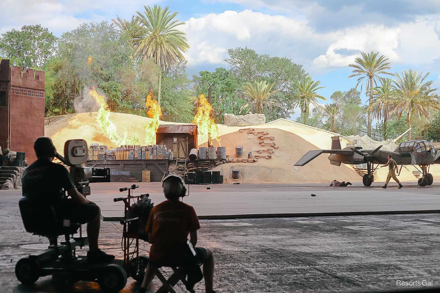 the fire begins in Indiana Jones Epic Stunt Spectacular 