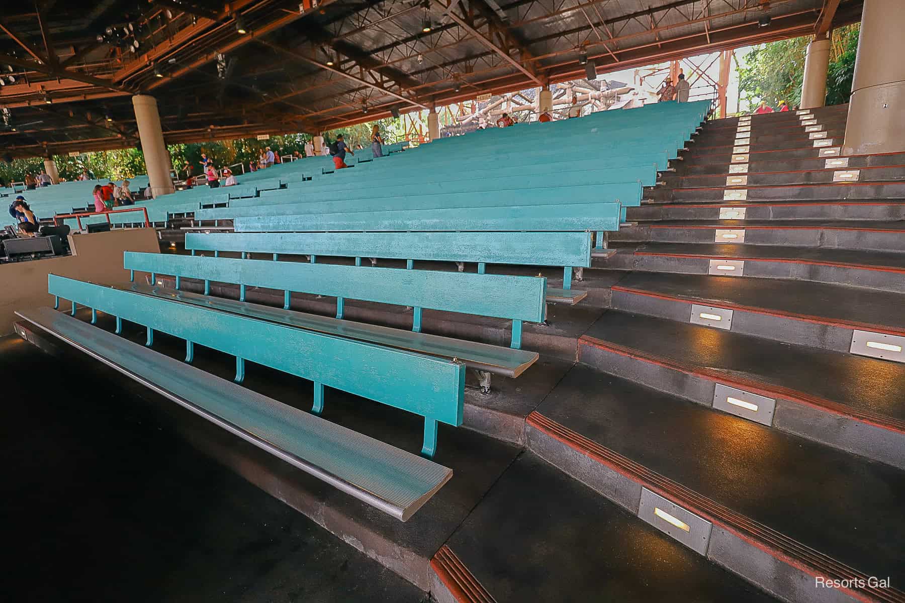 the benches and rows of seating in the amphitheater 