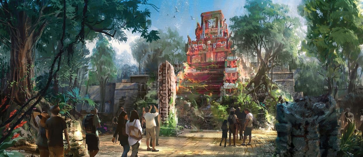 Disney concept art for new Indiana Jones Maya temple attraction at Disney's Animal Kingdom 