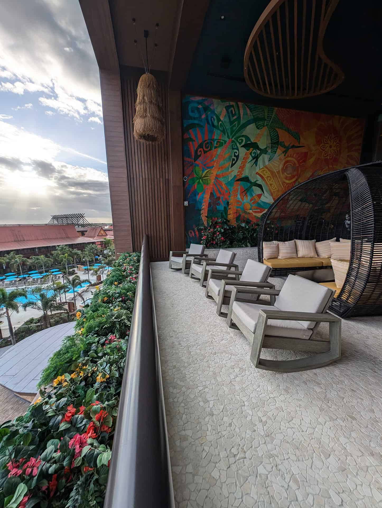 view of the Island Tower Terrace at the Polynesian facing the resort