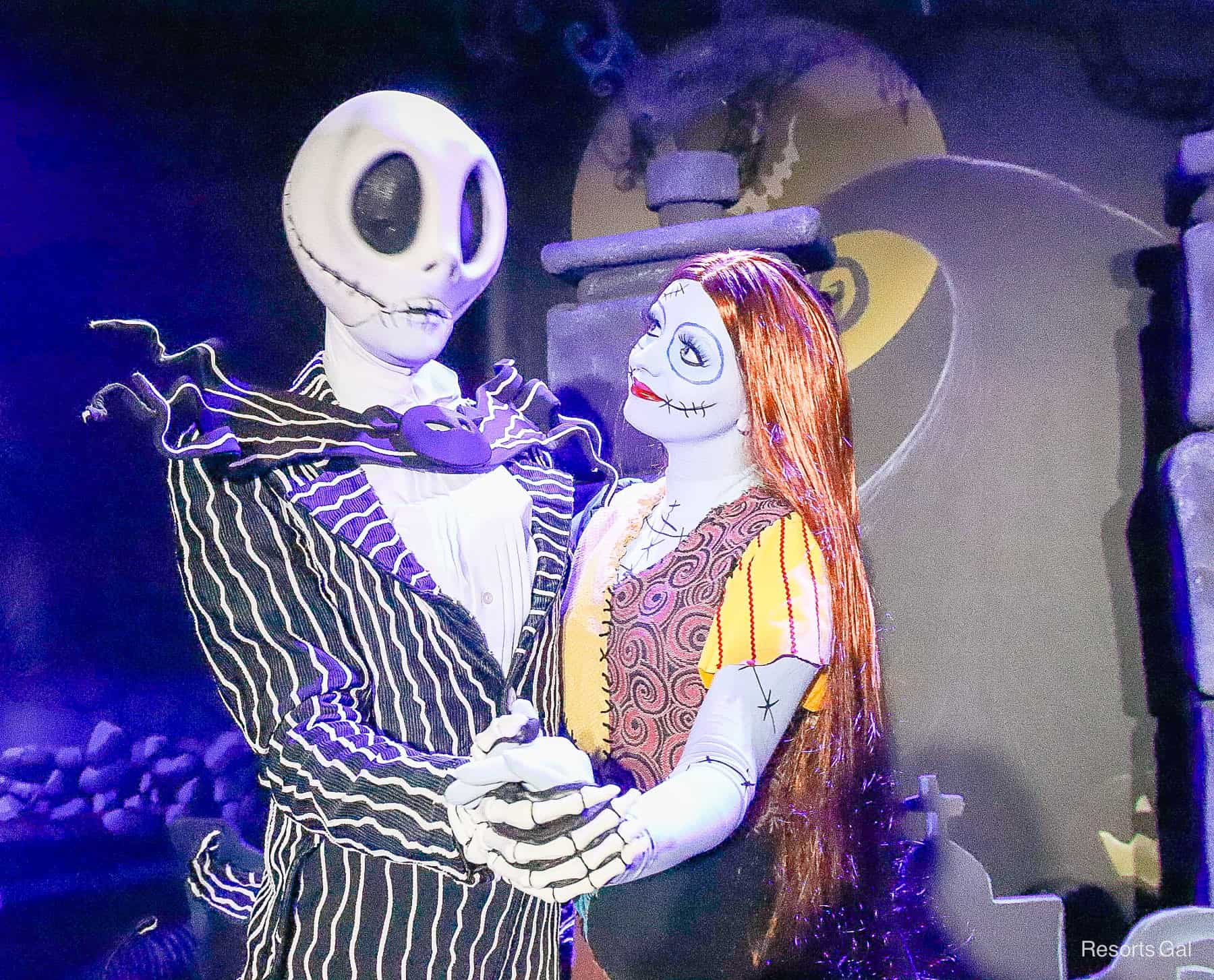 Jack and Sally pose for a photo at Mickey's Not So Scary Halloween Party 