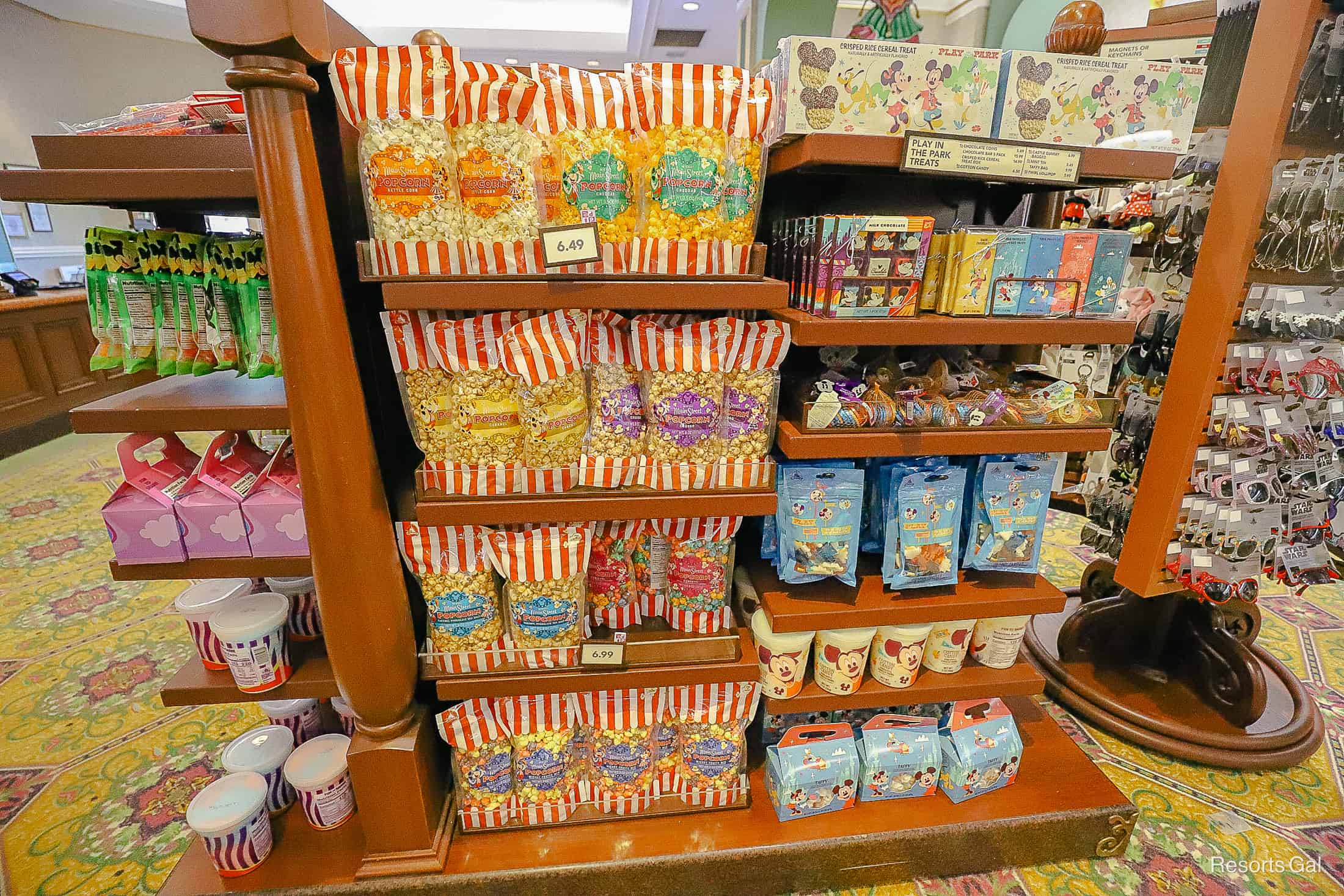 packages of Disney popcorn and candies in Jackson Square Gifts and Desires 