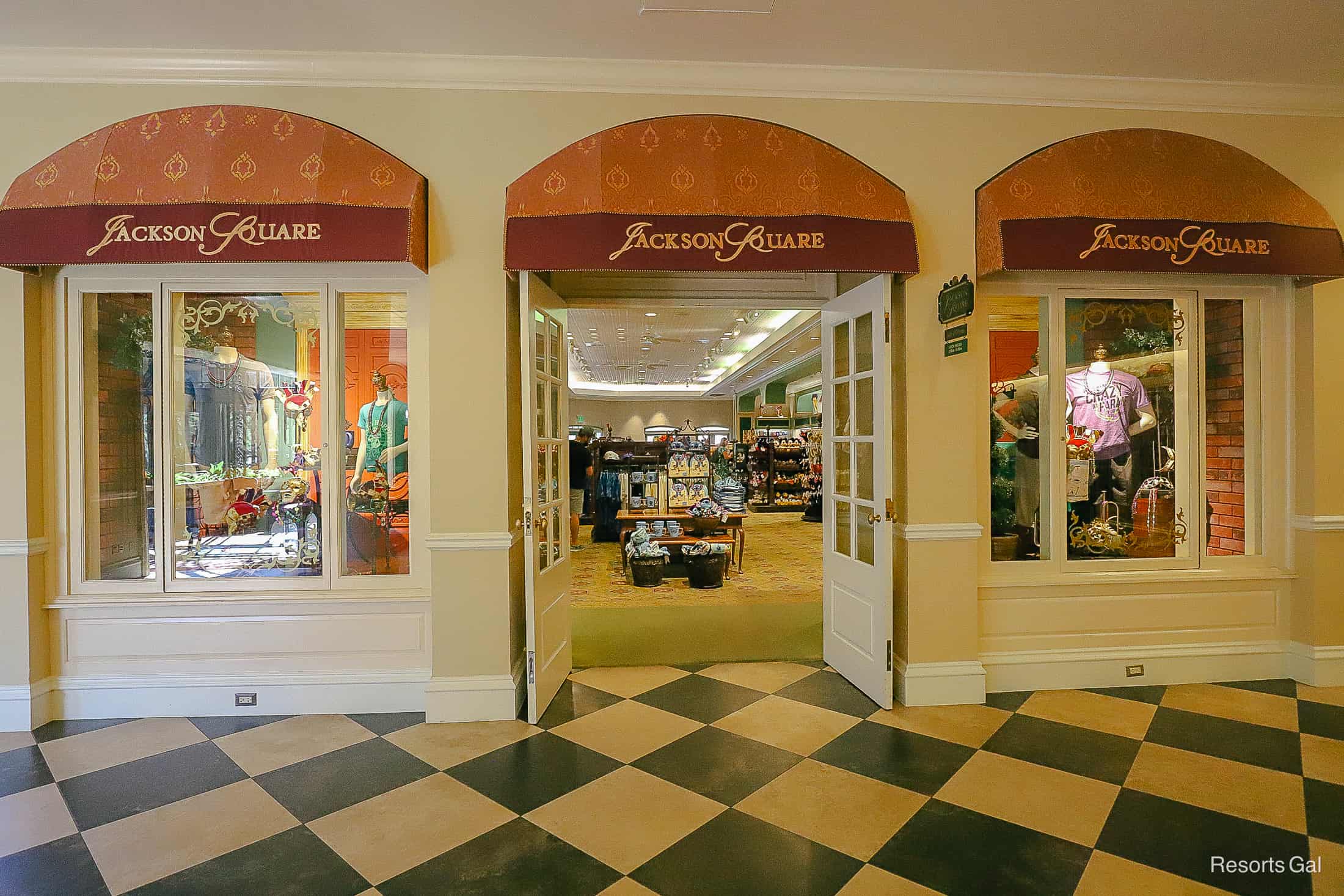 the entrance to Jackson Square Gifts and Desires at Port Orleans French Quarter 