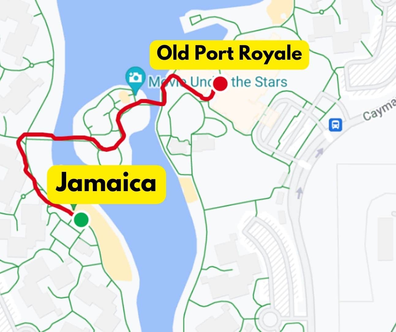 walking distance from Jamaica to Old Port Royale