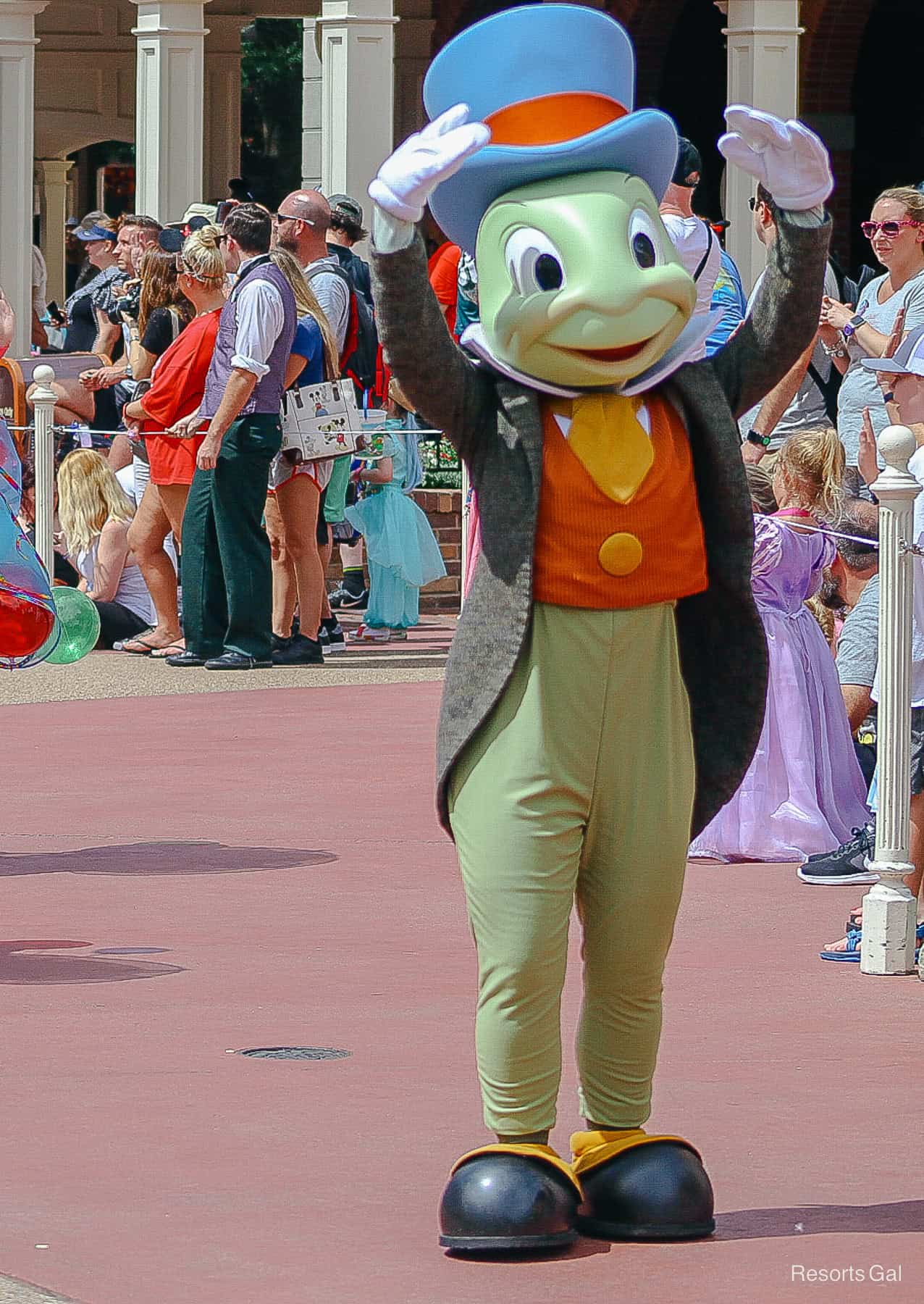 JIminy Cricket poses like a dancer. 