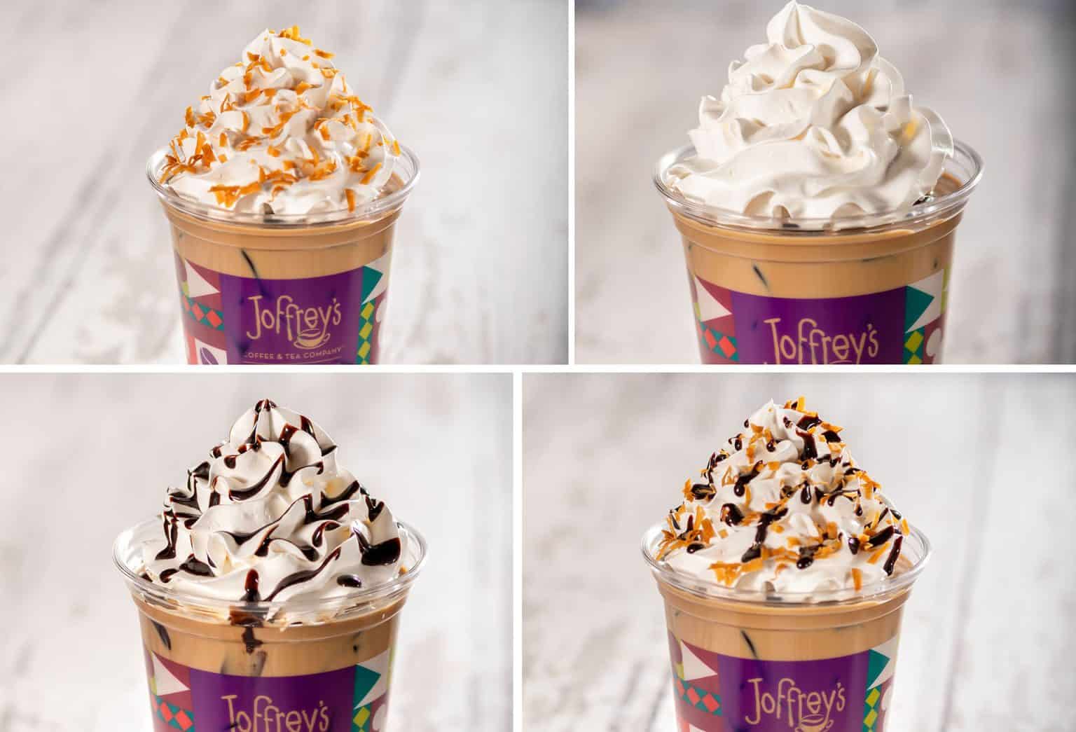 collage of four Joffrey's Coffee drinks 