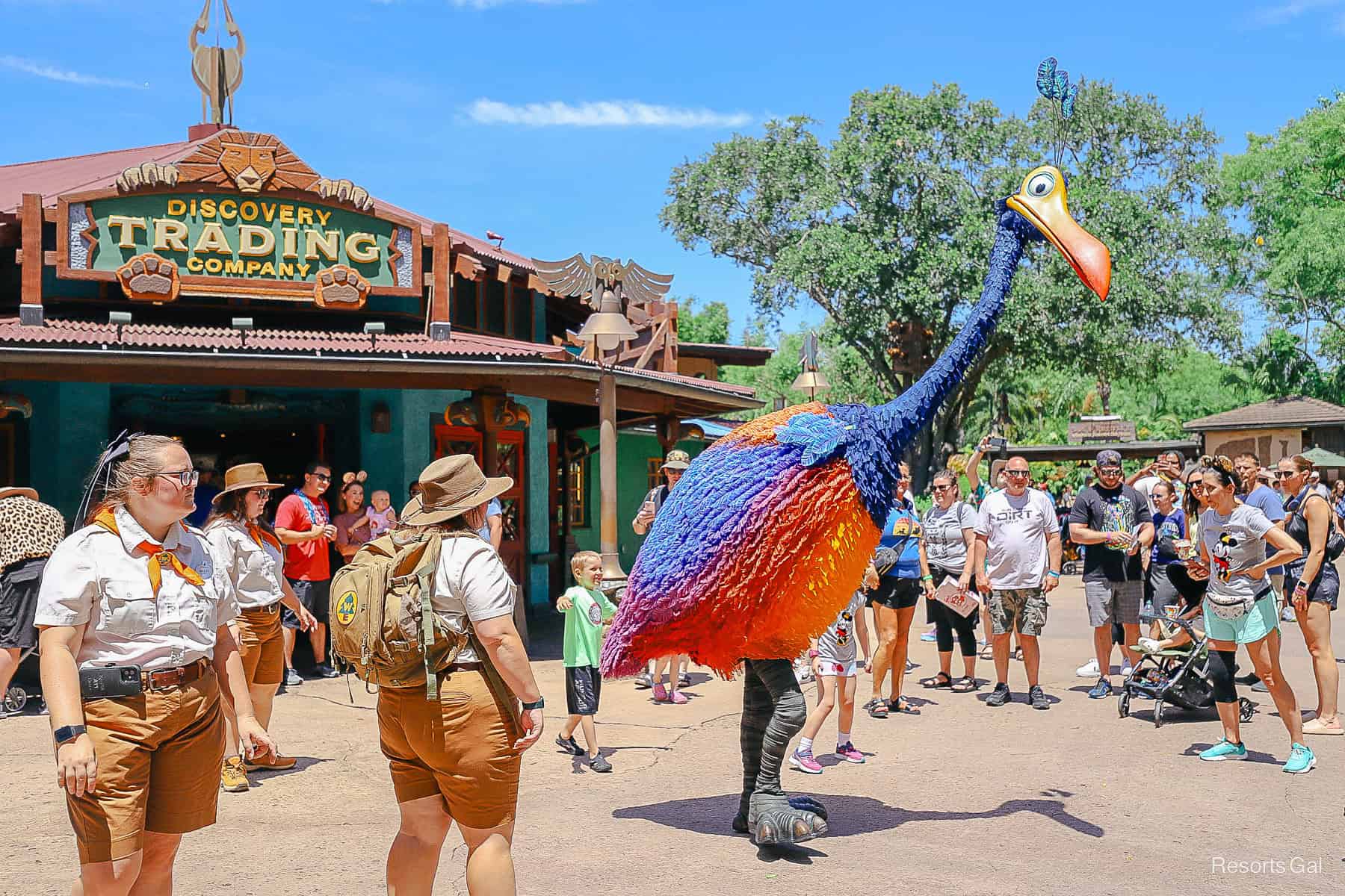 Kevin stops to talk with guests in front of Discovery Trading Company 