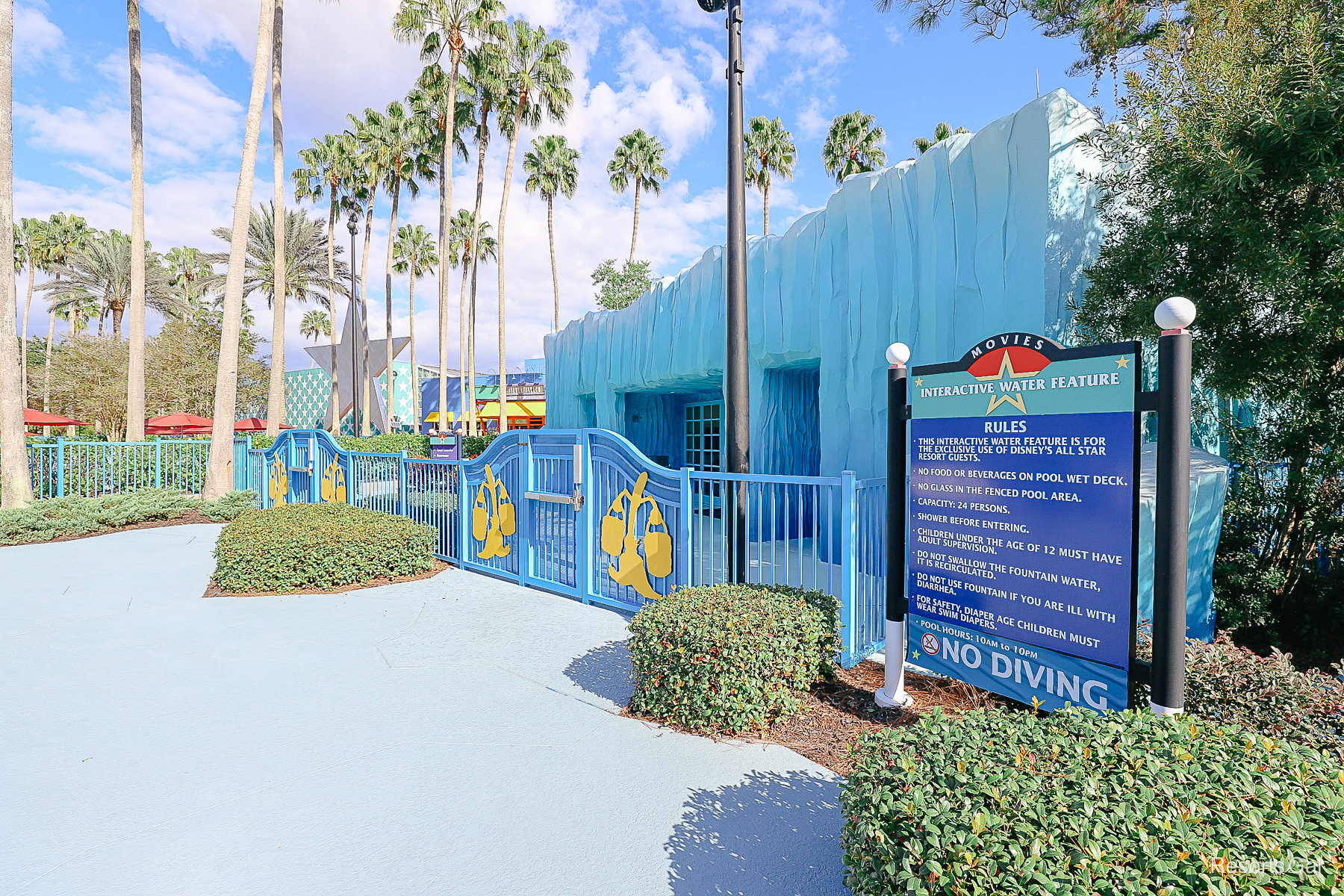 laundromat near the Fantasia Pool looks like a blue iceberg 