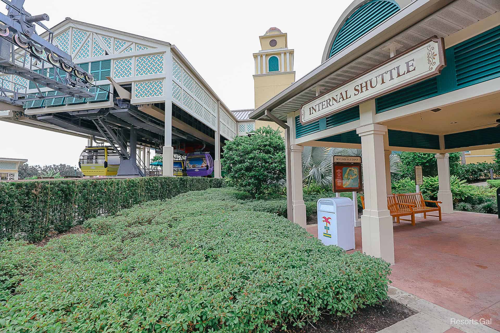 shows how the bus stop sits behind the station 