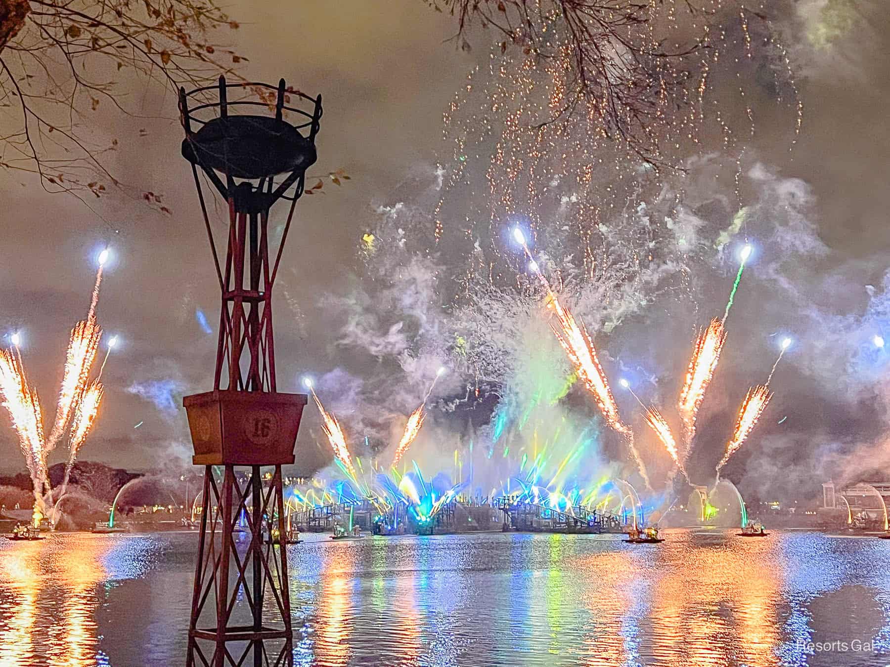 a view of the fireworks from the Canada Pavilion 